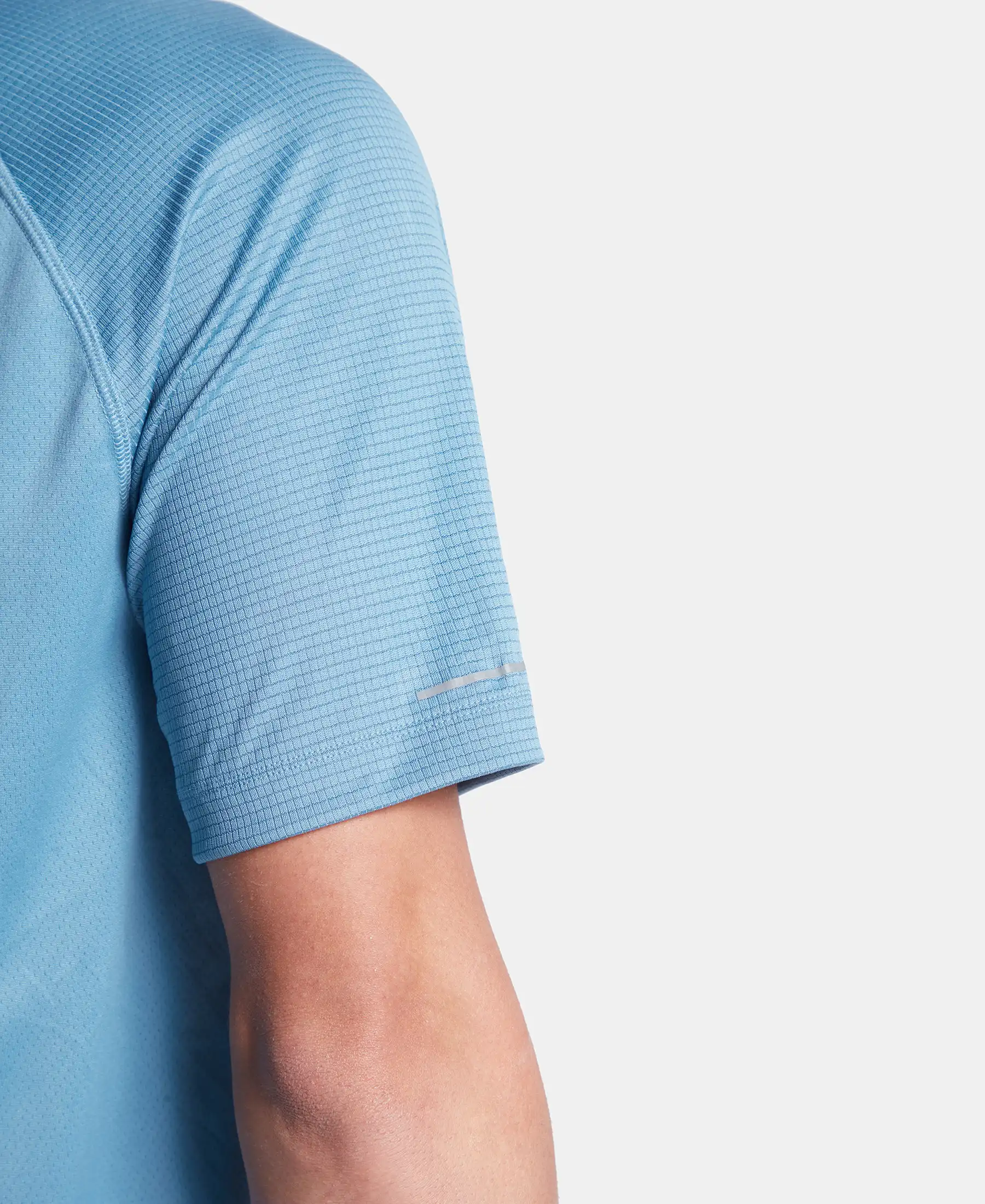 Lightweight Microfiber Round Neck Half Sleeve Printed T-Shirt with Breathable Mesh - Provincial Blue - Image 9