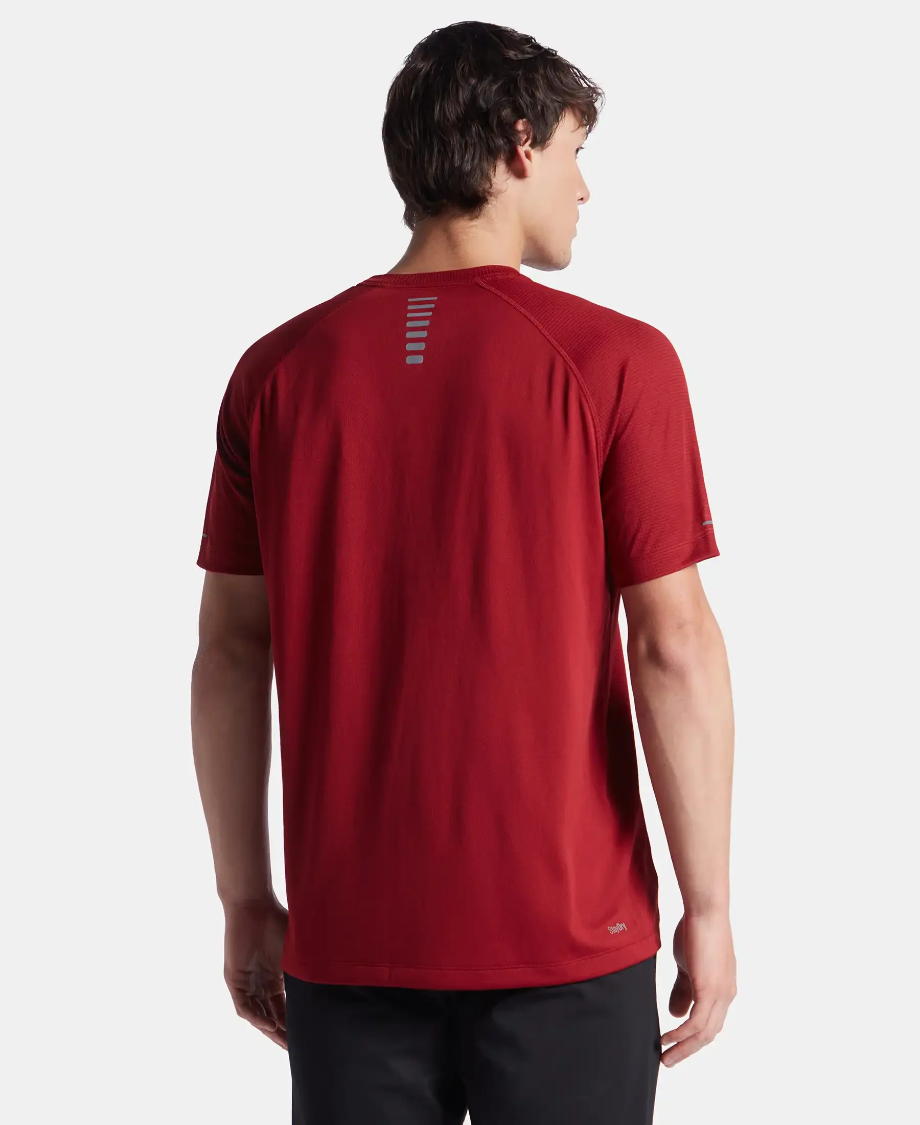 Lightweight Microfiber Round Neck Half Sleeve Printed T-Shirt with Breathable Mesh - Sundried Tomato - Image 3