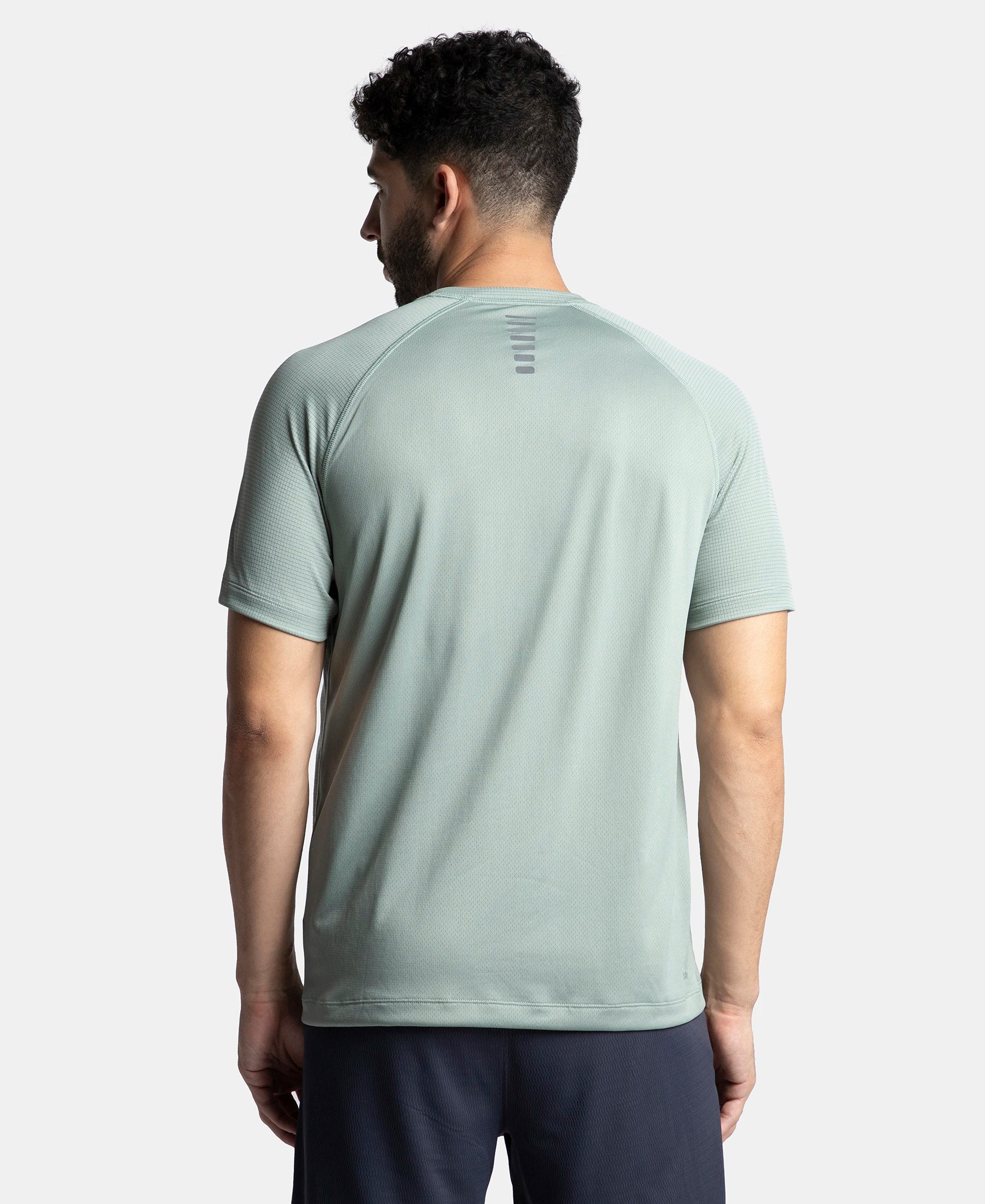 Lightweight Microfiber Solid Round Neck Half Sleeve T-Shirt with Breathable Mesh - Iceberg Green - Image 3