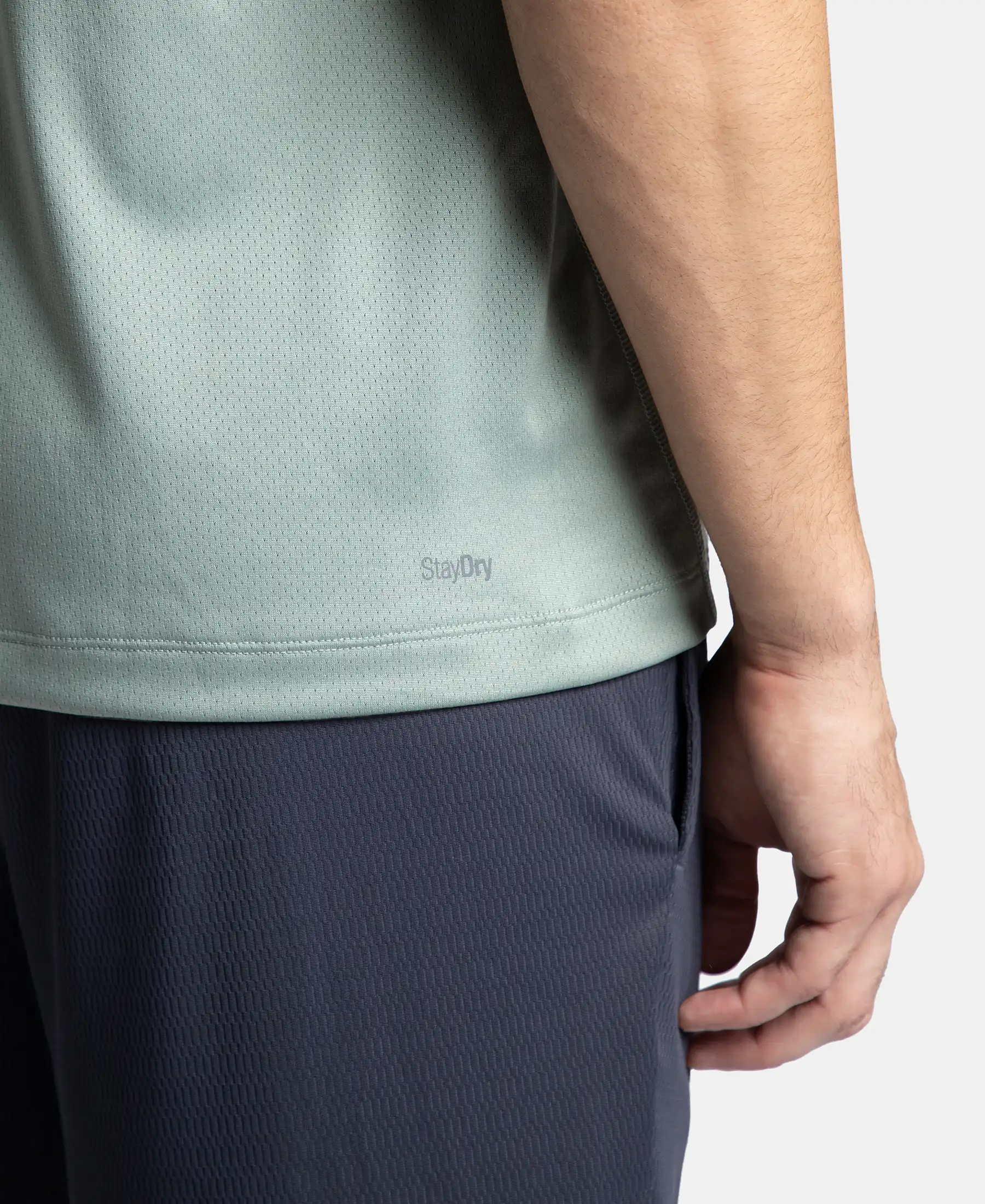 Lightweight Microfiber Solid Round Neck Half Sleeve T-Shirt with Breathable Mesh - Iceberg Green - Image 9