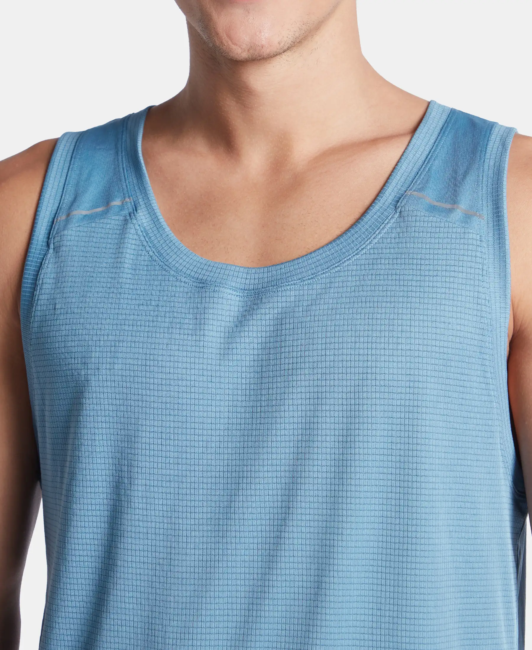 Lightweight Microfiber Solid Tank Top with Breathable Mesh - Provincial Blue - Image 7
