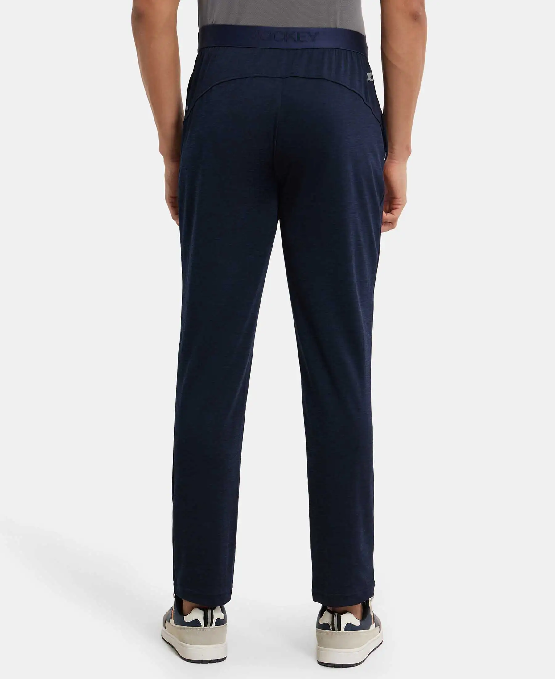 Lightweight Microfiber Trackpant with Zipper Pockets and StayFresh Treatment - Navy - Image 3