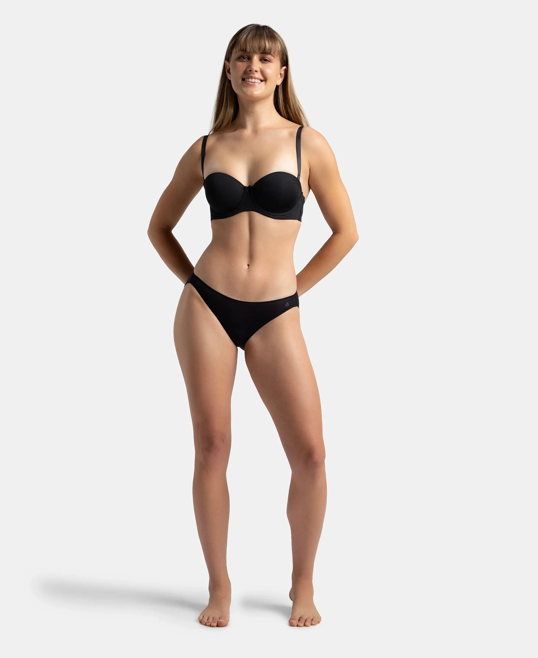 Medium Coverage Micro Modal Elastane Stretch Bikini With Concealed Waistband and StayFresh Treatment - Black & Skin (Pack of 2) - Image 4