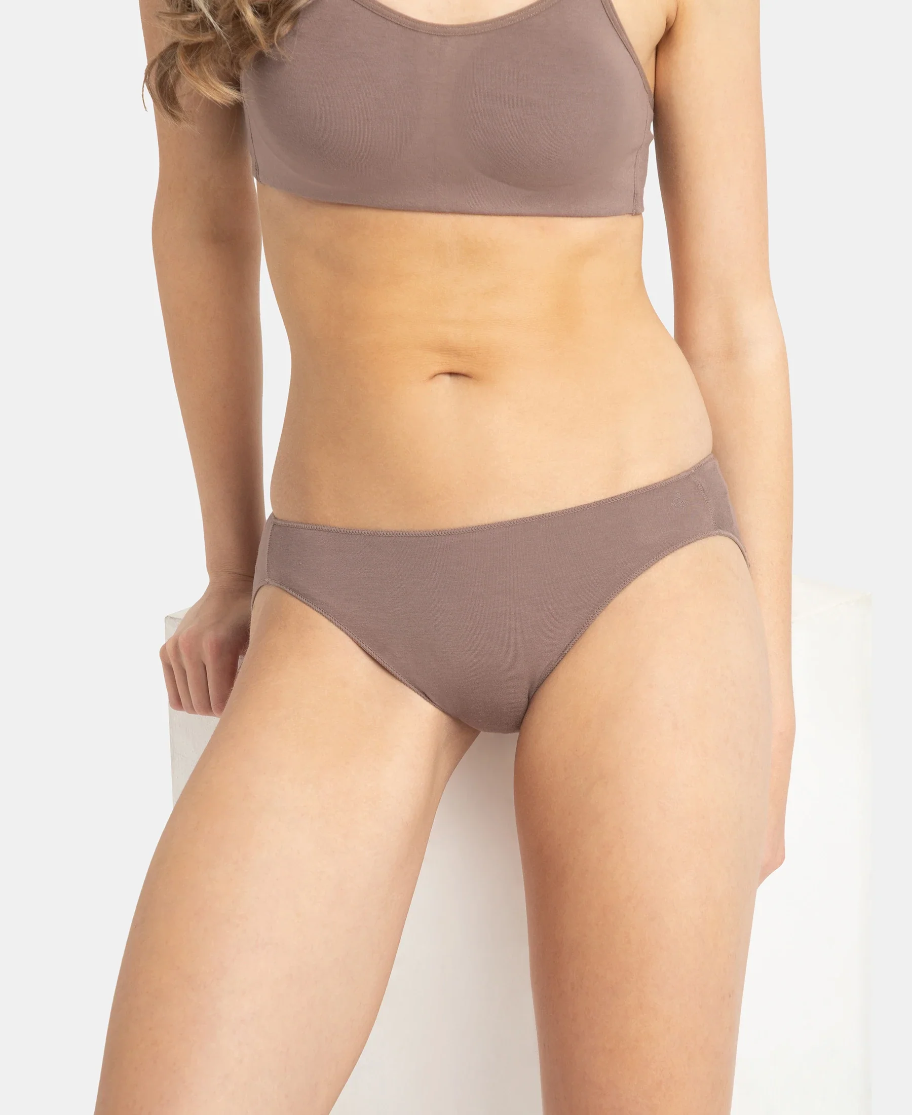 Medium Coverage Micro Modal Elastane Stretch Bikini With Concealed Waistband and StayFresh Treatment - Cashmere Rose & Deep Taupe (Pack of 2) - Image 12