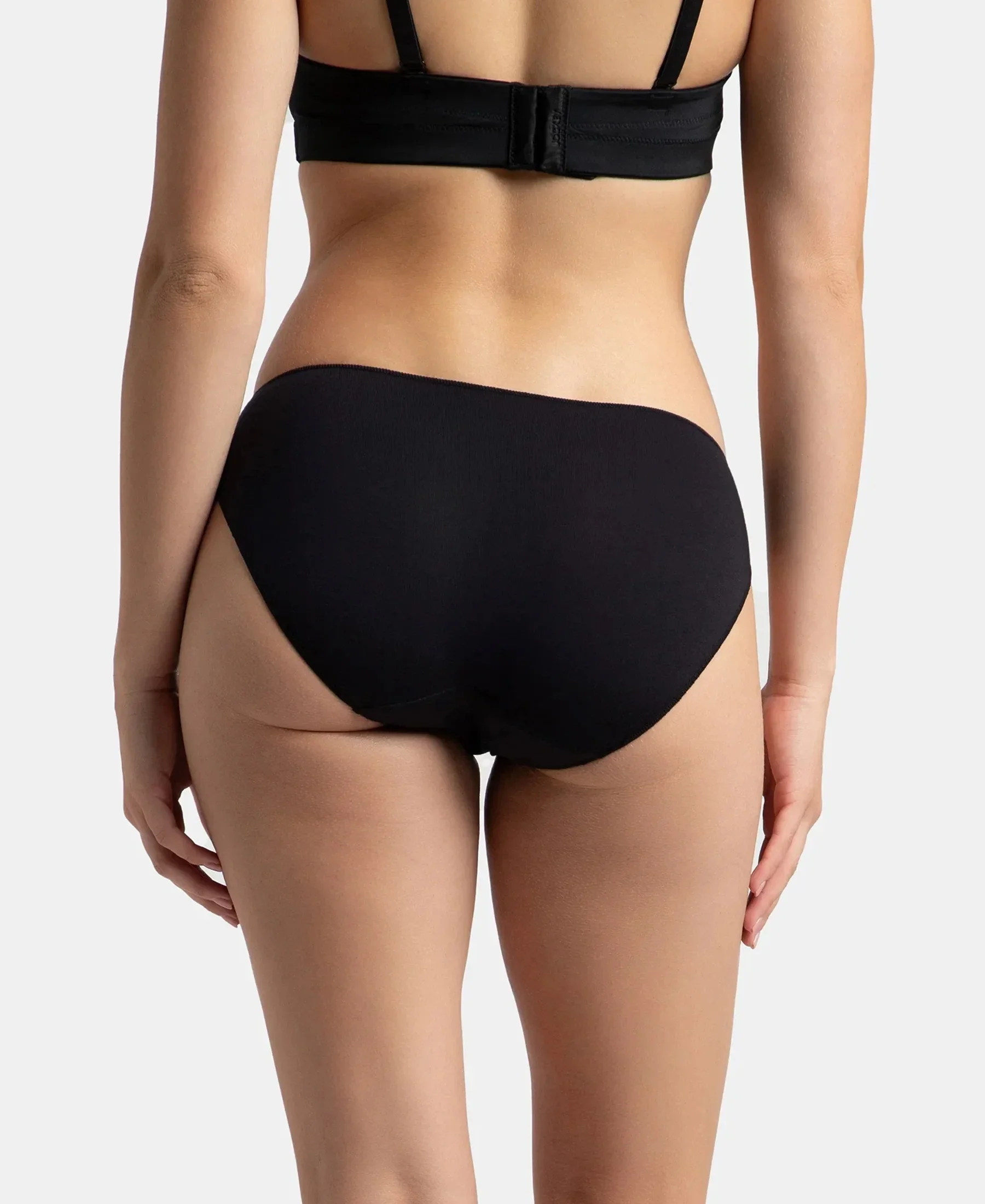 Medium Coverage Micro Modal Elastane Stretch Bikini With Concealed Waistband and StayFresh Treatment - Kentucky Blue & Black (Pack of 2) - Image 7