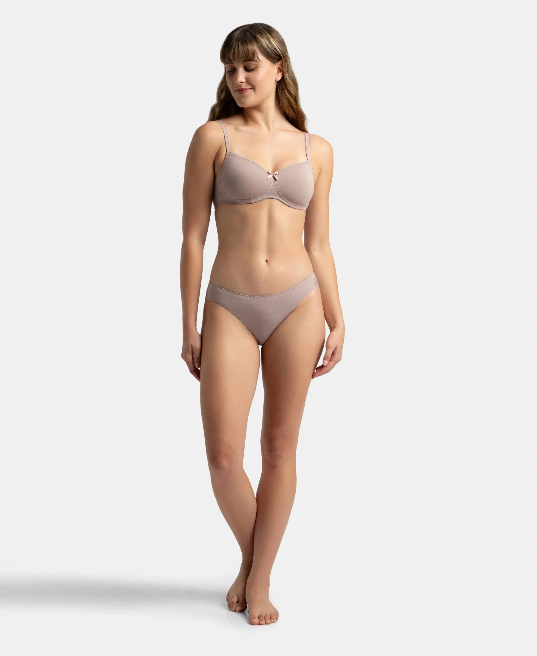 Medium Coverage Micro Modal Elastane Stretch Bikini With Concealed Waistband and StayFresh Treatment - Mocha & Anemone (Pack of 2) - Image 9