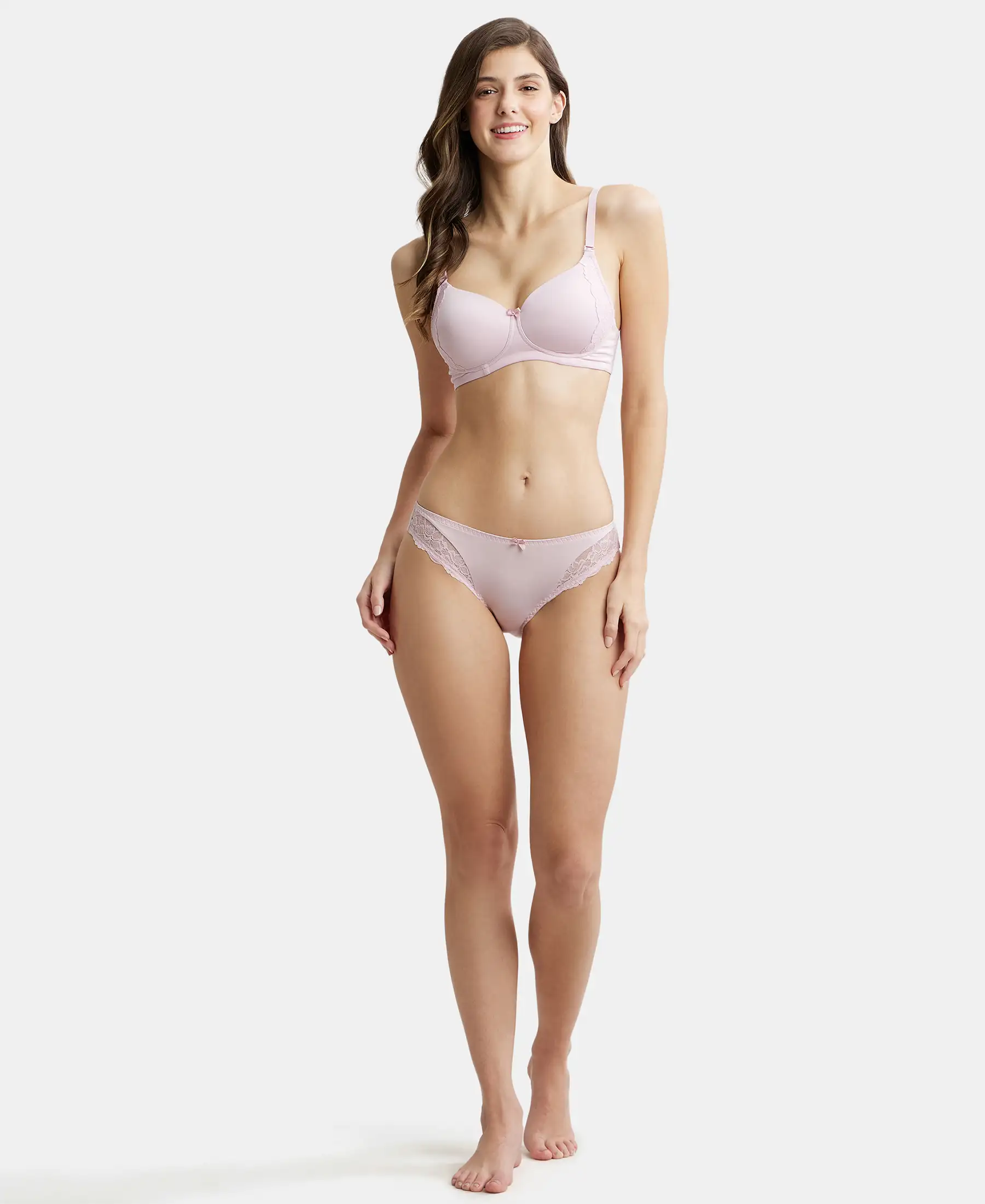 Medium Coverage Soft Touch Microfiber Elastane Stretch Lace Styled Bikini With StayFresh Treatment - Fragrant Lily - Image 4