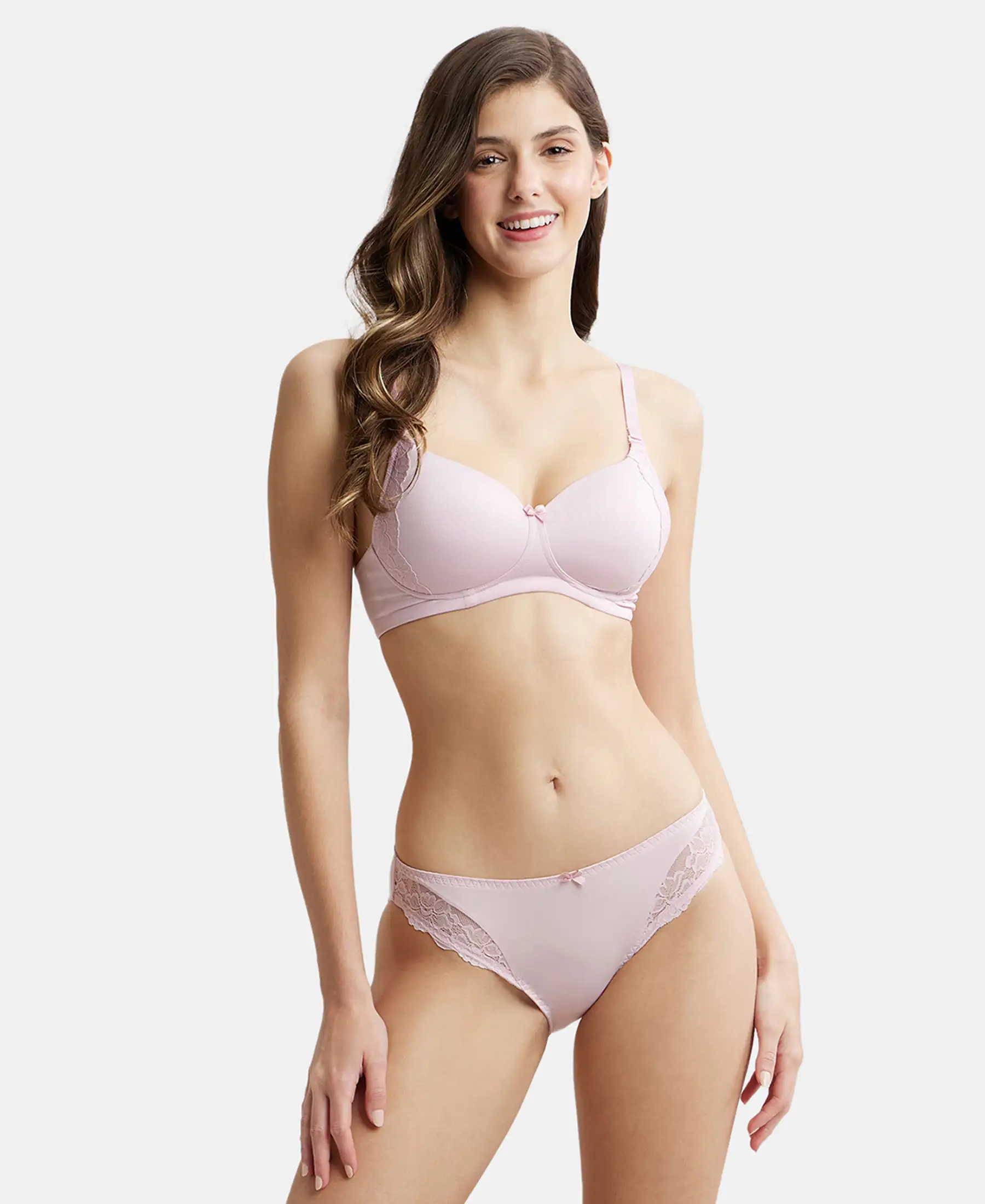Medium Coverage Soft Touch Microfiber Elastane Stretch Lace Styled Bikini With StayFresh Treatment - Fragrant Lily - Image 5