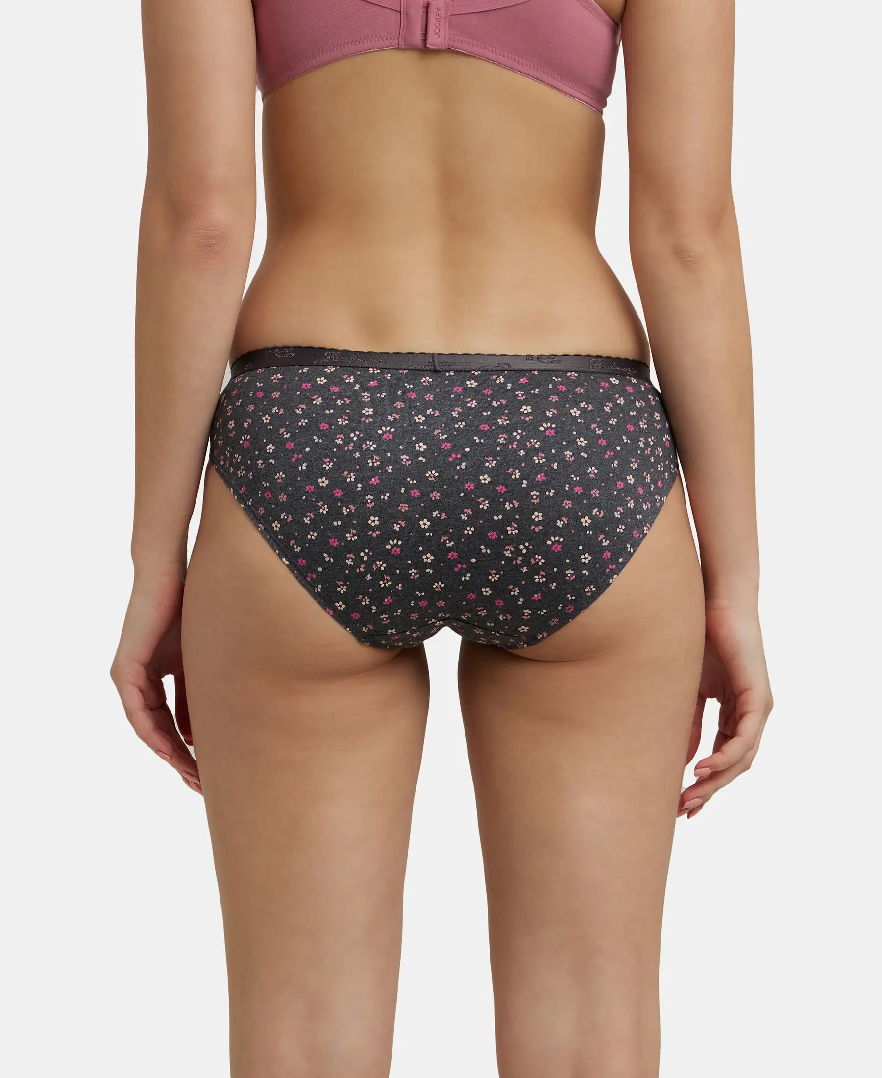 Medium Coverage Super Combed Cotton Bikini With Exposed Waistband and StayFresh Treatment - Dark Prints (Pack of 3) - Image 3