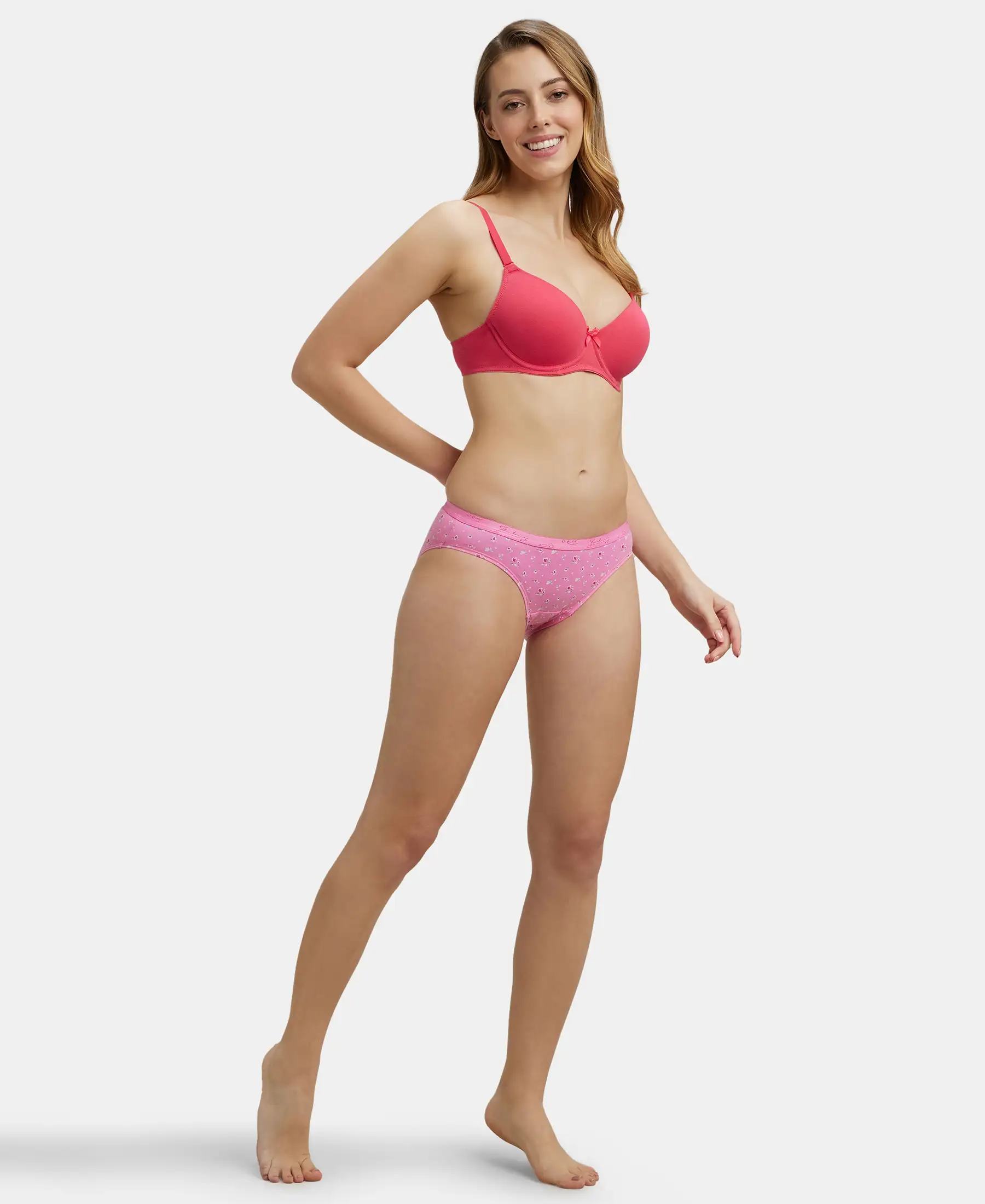 Medium Coverage Super Combed Cotton Bikini With Exposed Waistband and StayFresh Treatment - Light Prints (Pack of 3) - Image 16