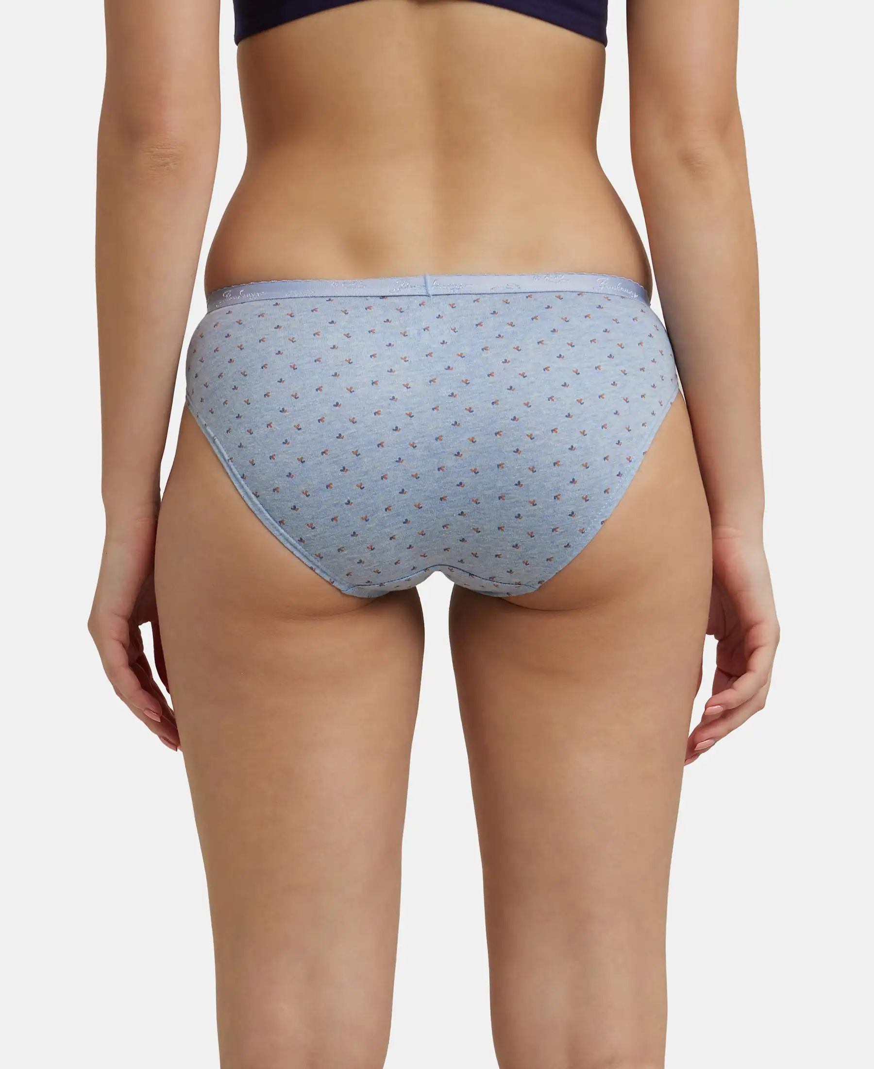 Medium Coverage Super Combed Cotton Bikini With Exposed Waistband and StayFresh Treatment - Light Prints (Pack of 3) - Image 3