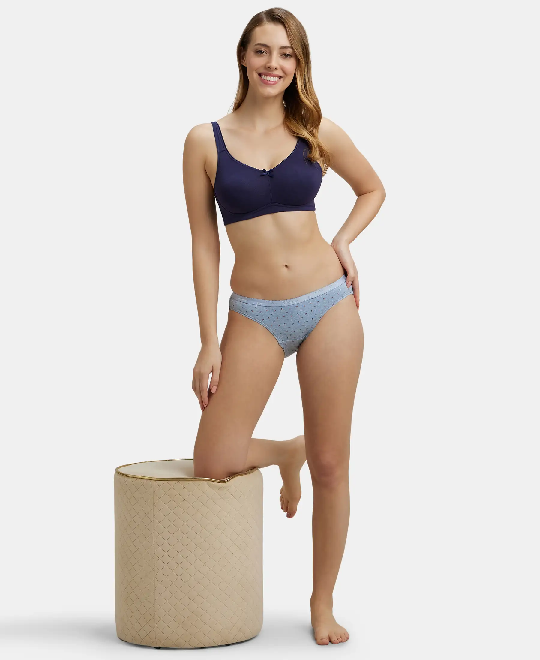 Medium Coverage Super Combed Cotton Bikini With Exposed Waistband and StayFresh Treatment - Light Prints (Pack of 3) - Image 4