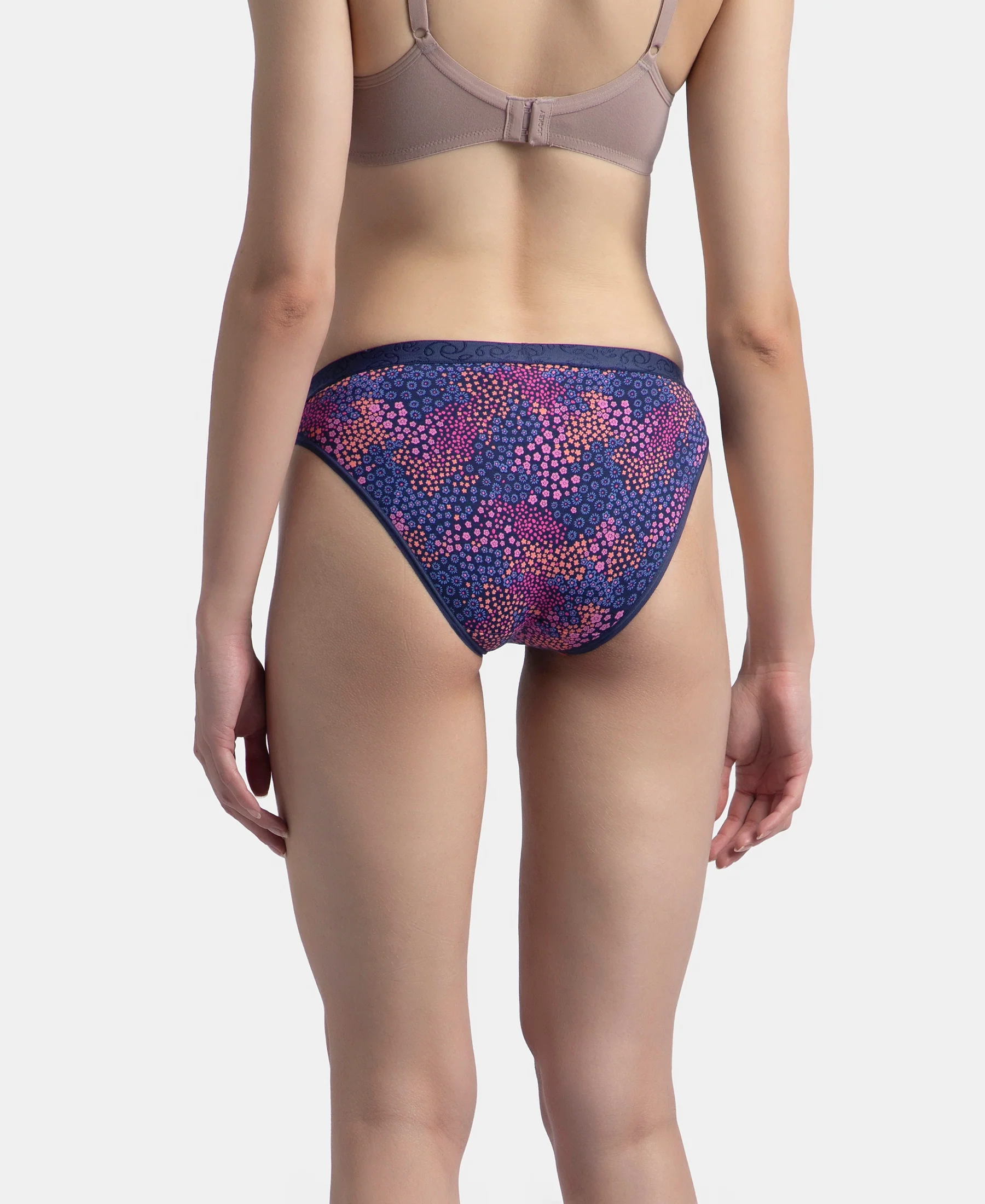 Medium Coverage Super Combed Cotton Elastane Stretch Mid Waist Bikini With Exposed Waistband and StayFresh Treatment - Black, Classic Navy & Valerian (Pack of 3) - Image 9