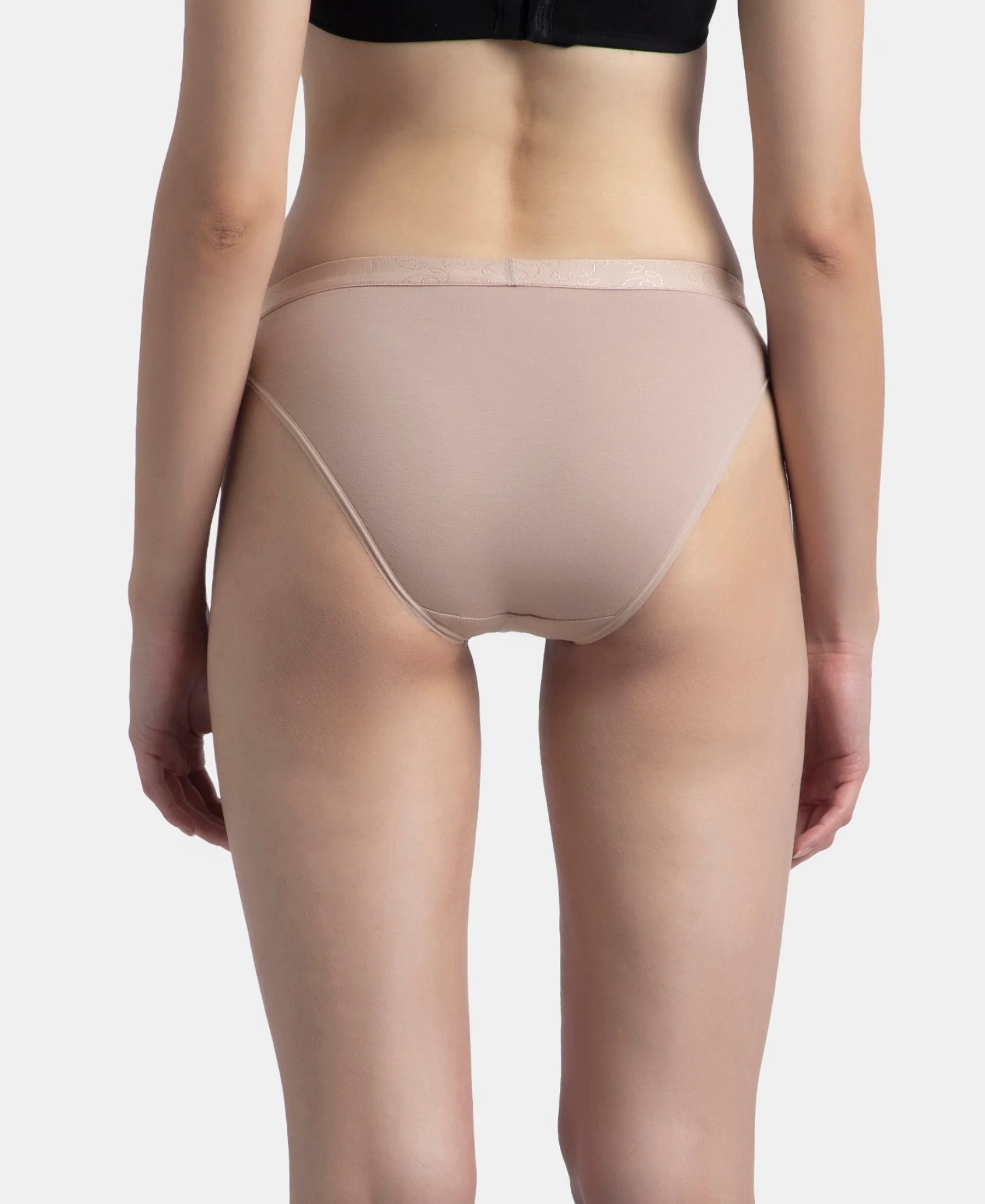 Medium Coverage Super Combed Cotton Elastane Stretch Mid Waist Bikini With Exposed Waistband and StayFresh Treatment - Candlelight Peach, Potent Purple & Mocha (Pack of 3) - Image 6