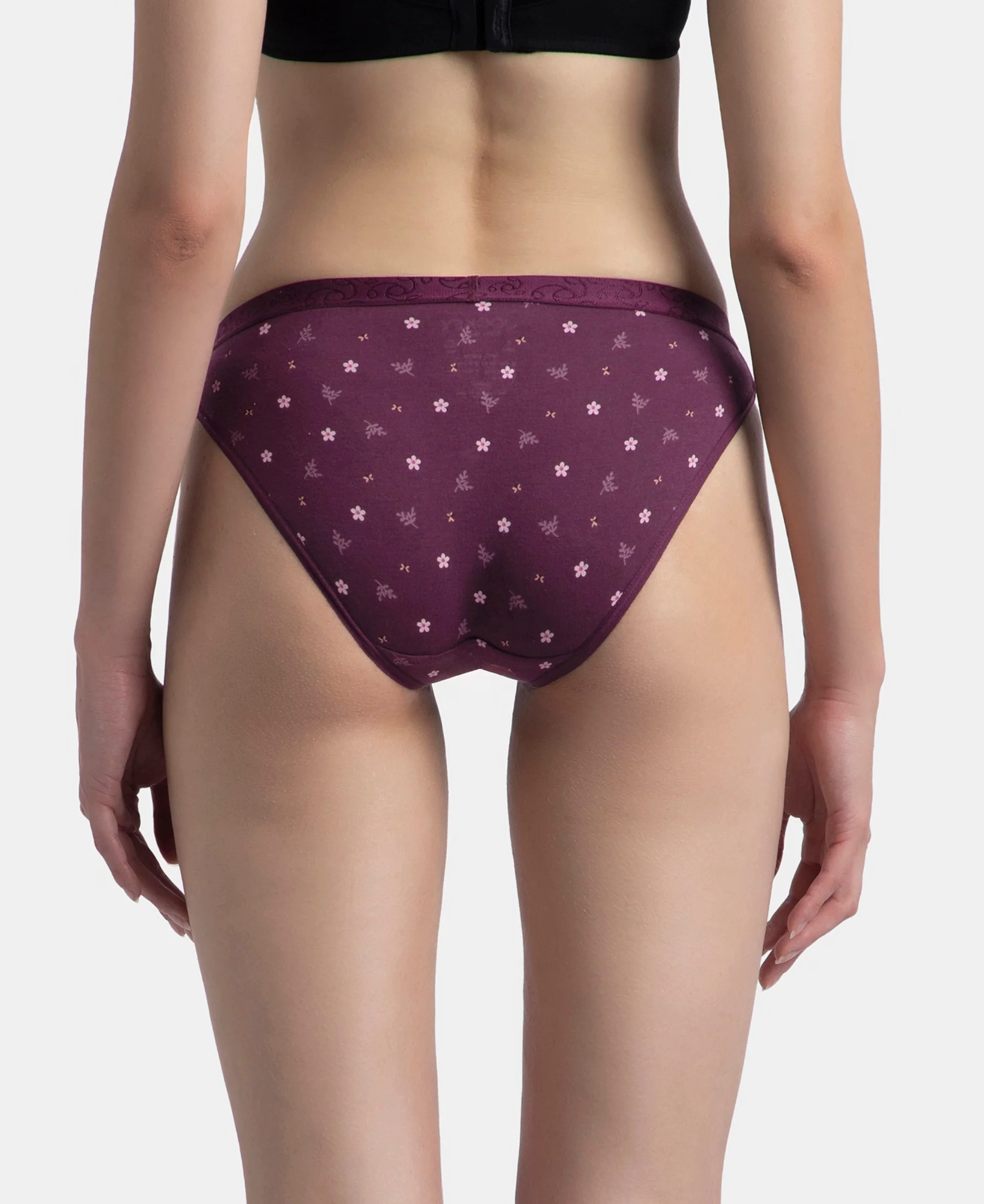 Medium Coverage Super Combed Cotton Elastane Stretch Mid Waist Bikini With Exposed Waistband and StayFresh Treatment - Candlelight Peach, Potent Purple & Mocha (Pack of 3) - Image 8
