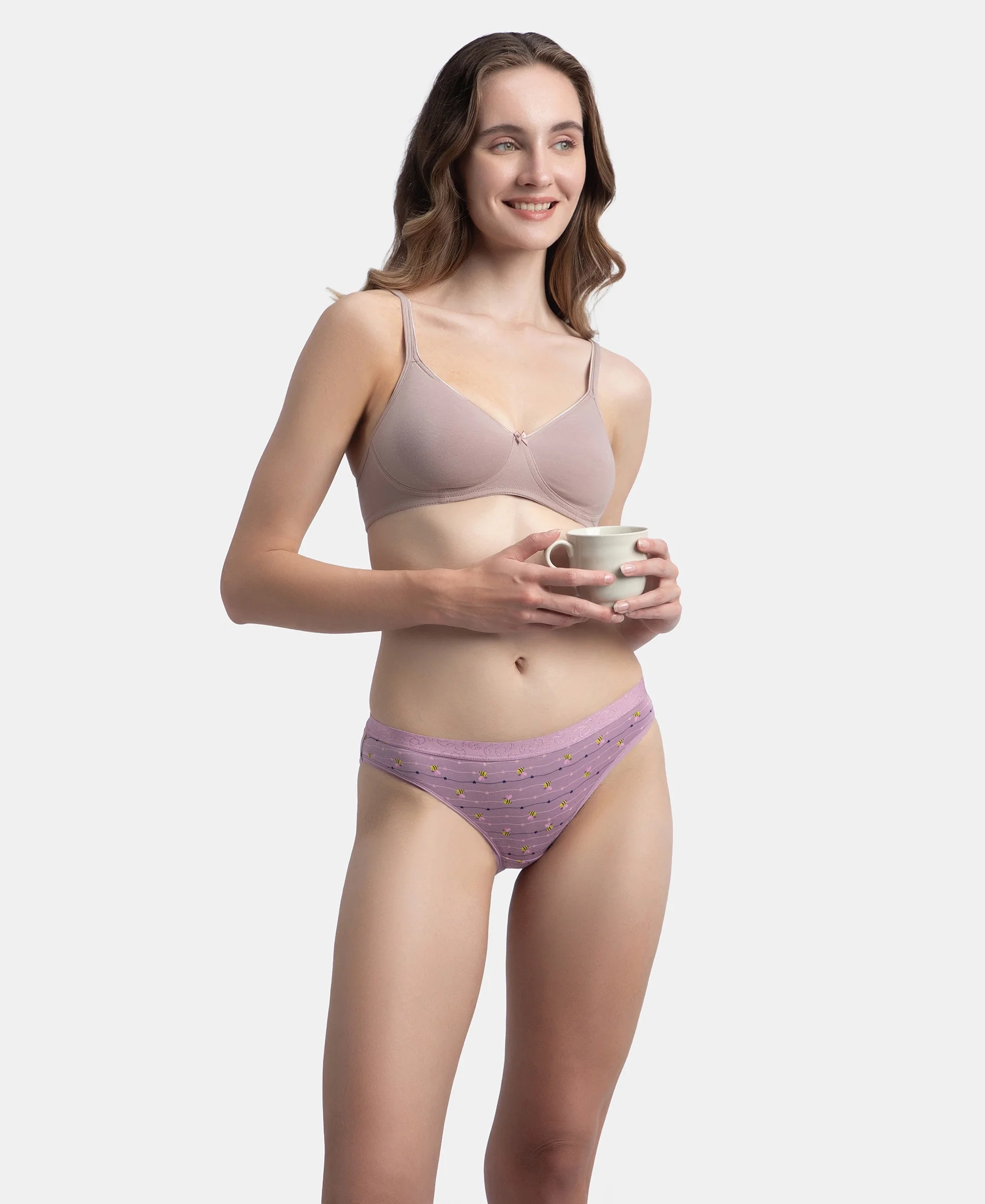 Medium Coverage Super Combed Cotton Elastane Stretch Mid Waist Bikini With Exposed Waistband and StayFresh Treatment - Valerian, Candlelight Peach & Classic Navy (Pack of 3) - Image 13