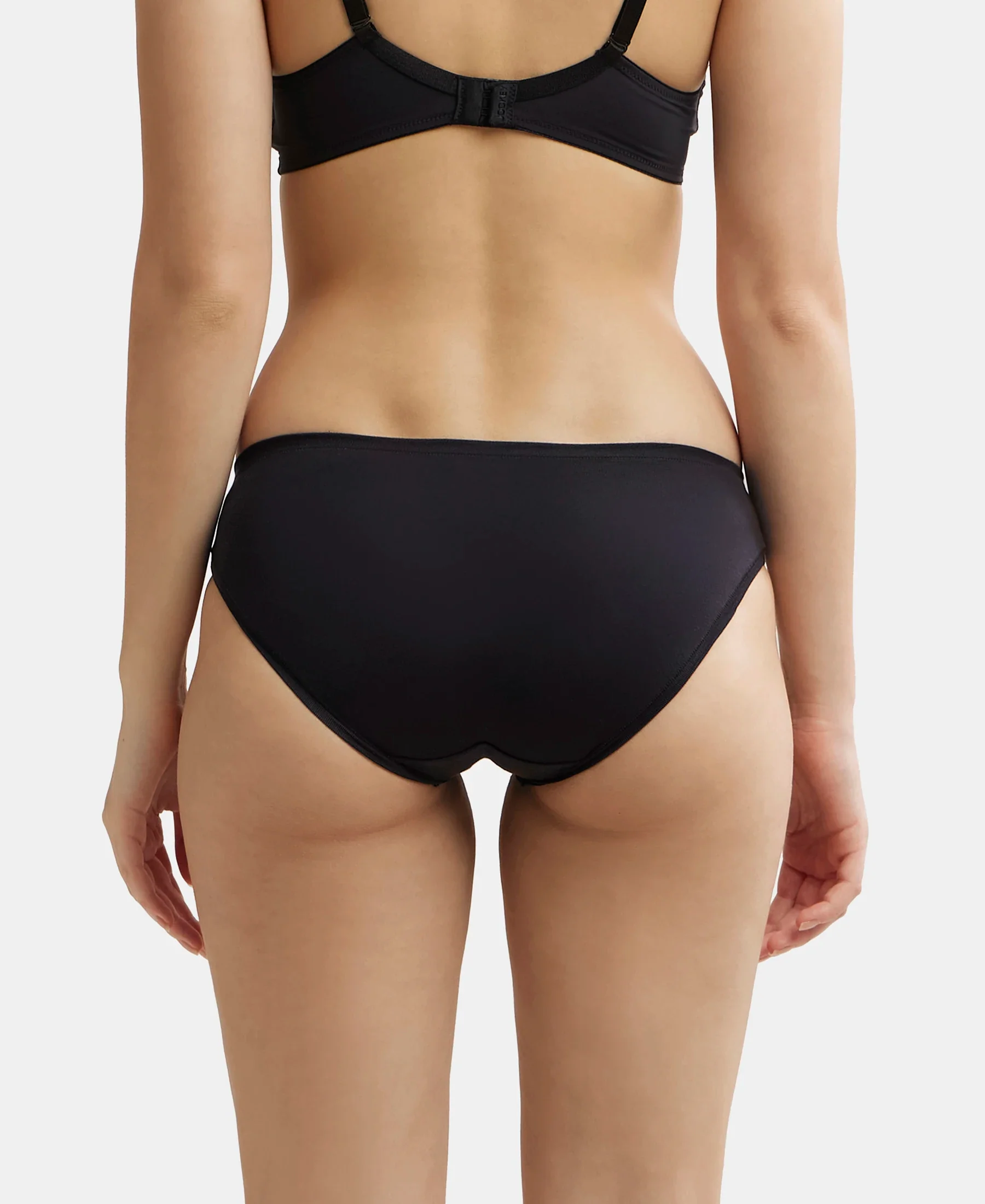 Medium Coverage Tencel Lyocell Elastane Stretch Mid Waist Bikini With Concealed Waistband and StayFresh Treatment - Black - Image 3