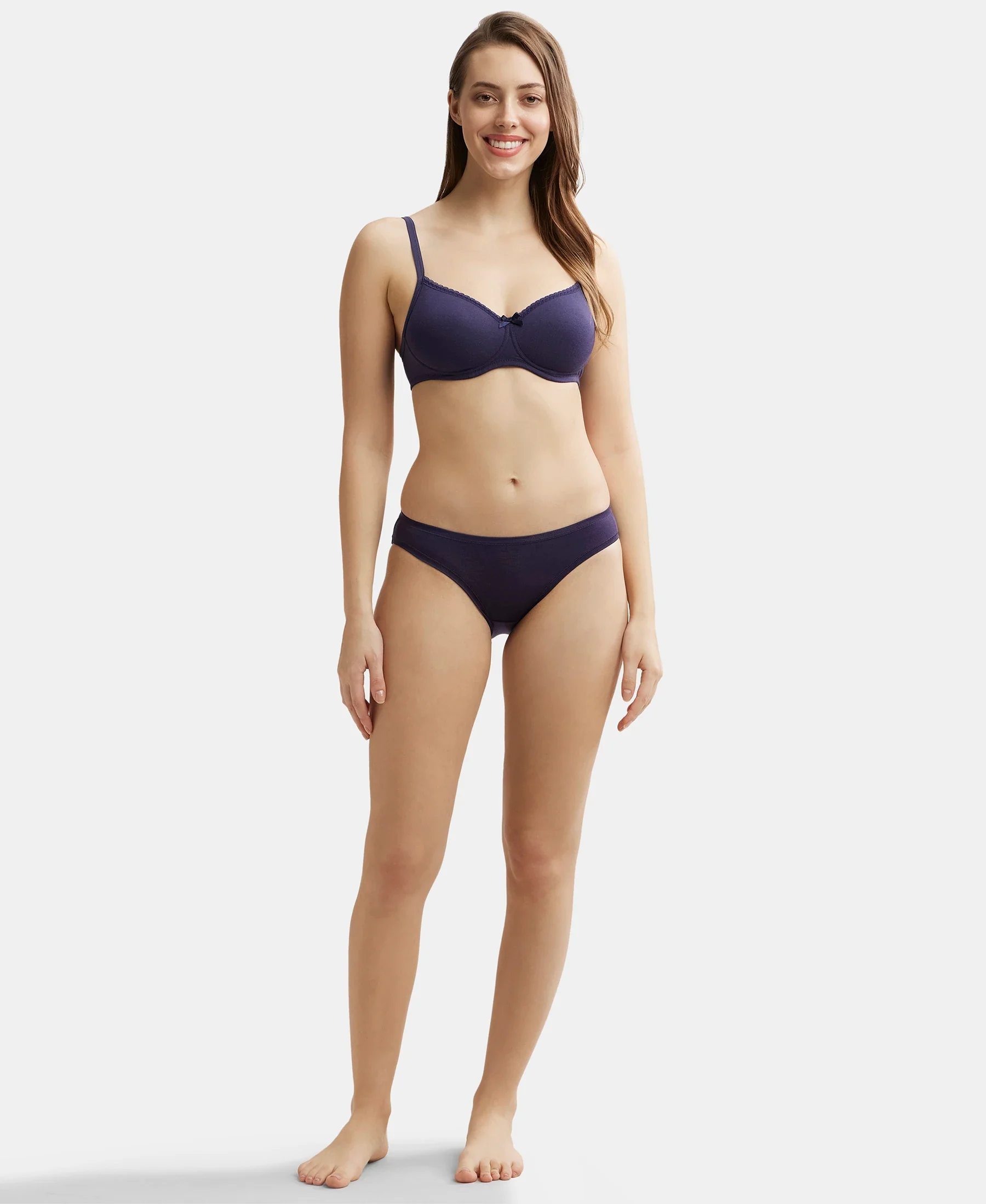Medium Coverage Tencel Lyocell Elastane Stretch Mid Waist Bikini With Concealed Waistband and StayFresh Treatment - Classic Navy - Image 4