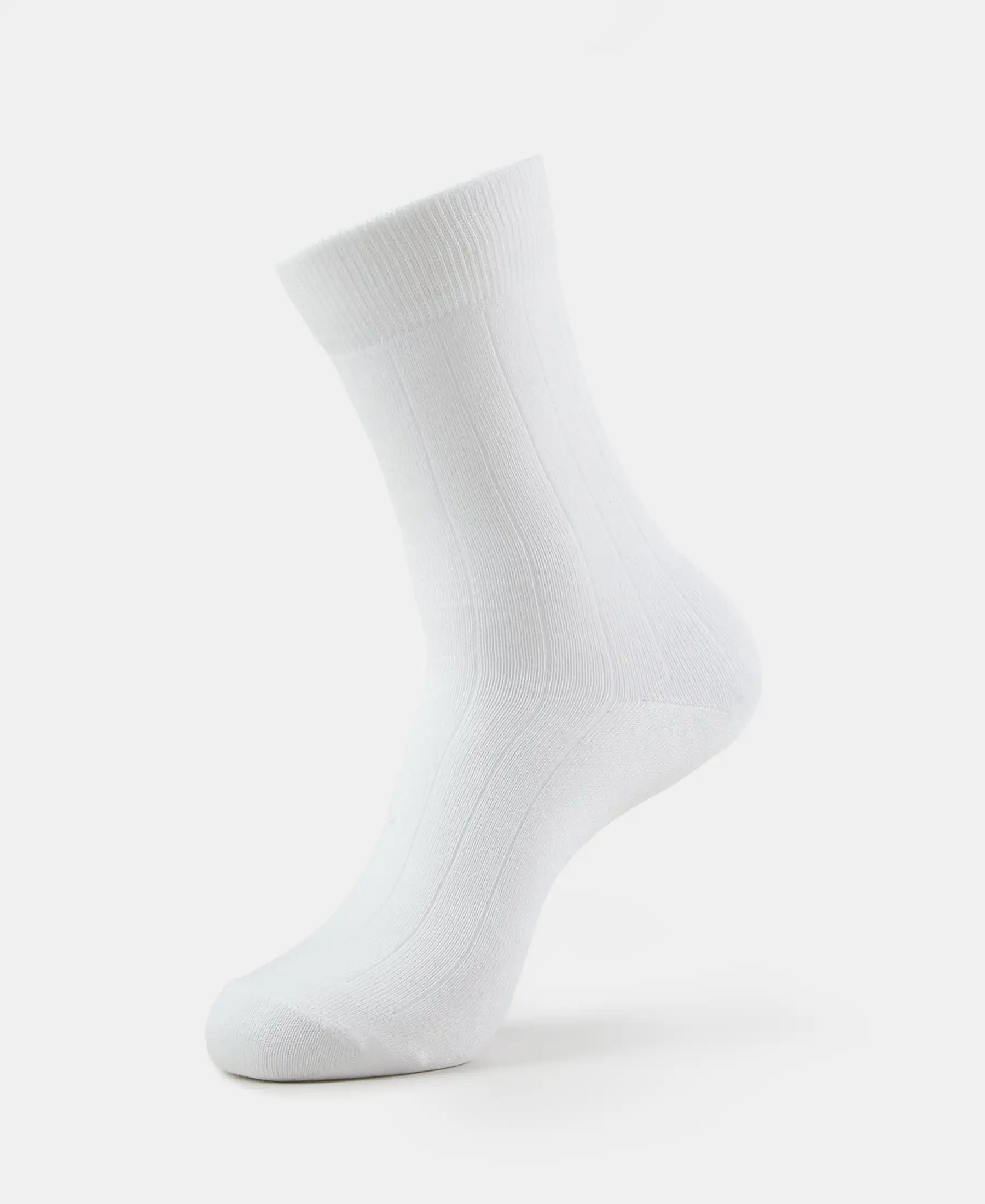Mercerized Cotton Elastane Stretch Crew Length Socks With StayFresh Treatment - White - Image 5