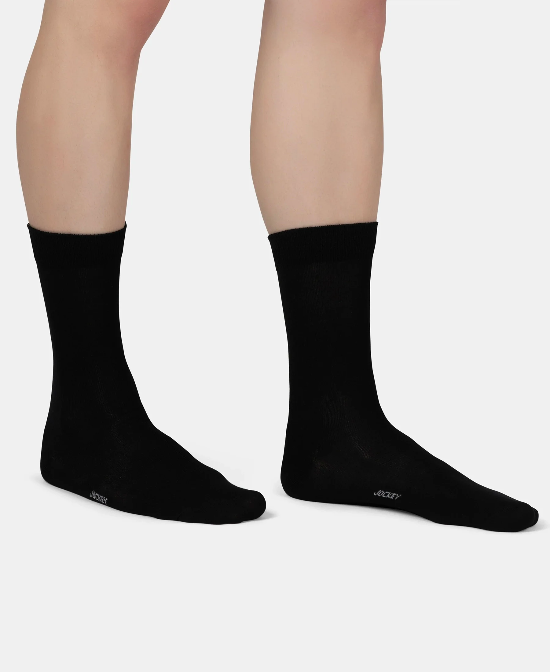 Mercerized Cotton Elastane Stretch Crew Length Socks with StayFresh Treatment - Black & Navy (Pack of 2) - Image 9
