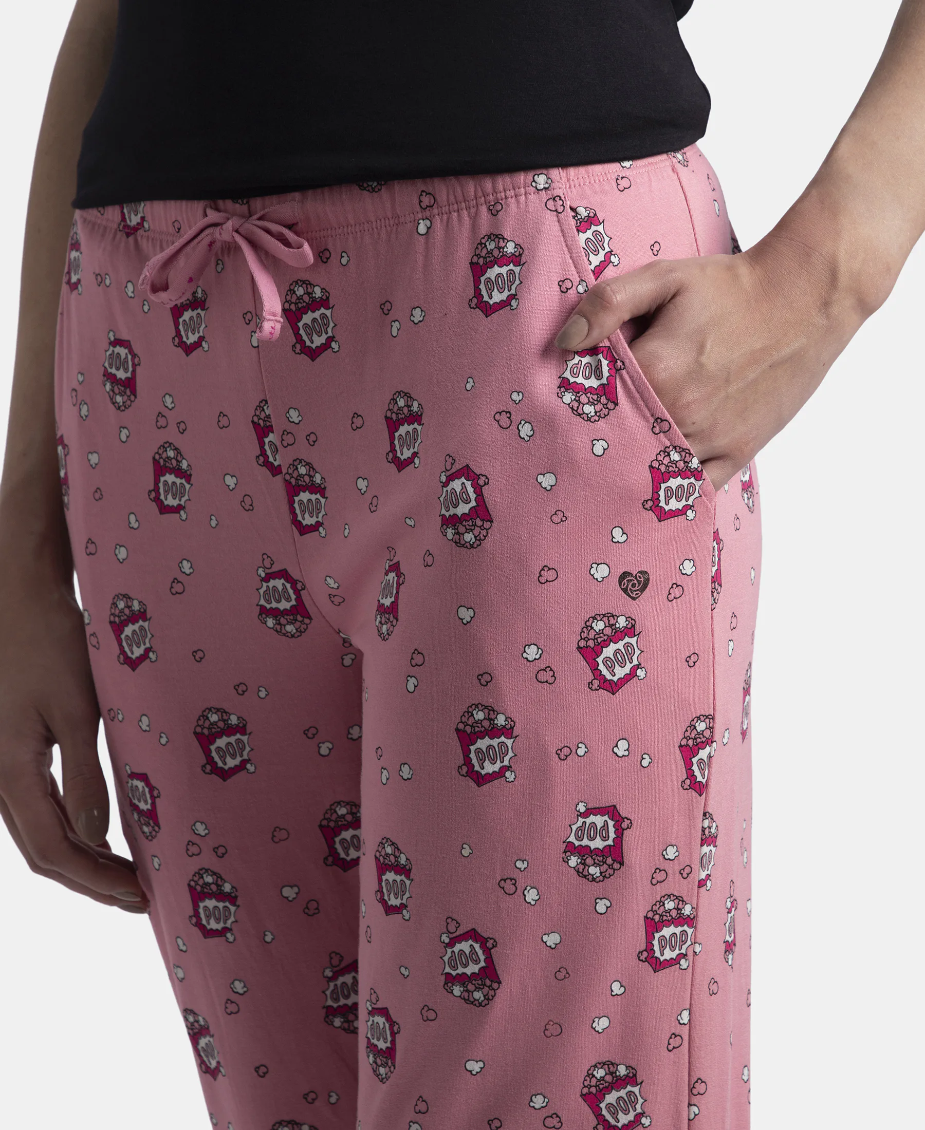 Micro Modal Cotton Relaxed Fit Printed Pyjama with Side Pockets - Cashmere Rose - Image 7