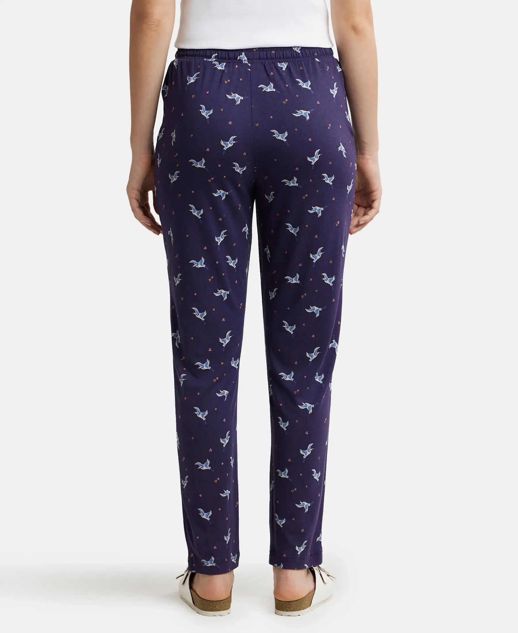 Micro Modal Cotton Relaxed Fit Printed Pyjama with Side Pockets - Classic Navy Assorted Prints - Image 3