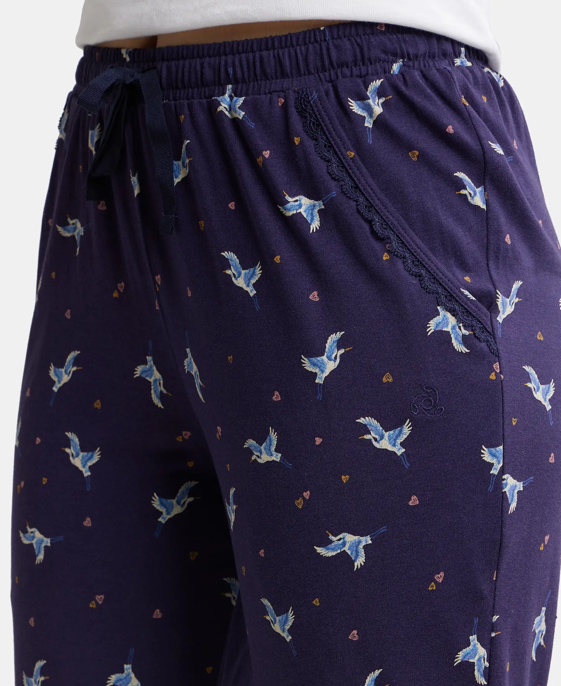 Micro Modal Cotton Relaxed Fit Printed Pyjama with Side Pockets - Classic Navy Assorted Prints - Image 6