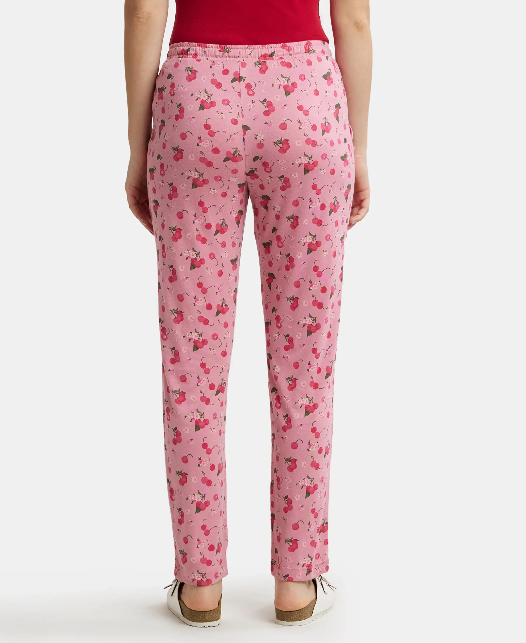Micro Modal Cotton Relaxed Fit Printed Pyjama with Side Pockets - Wild Rose - Image 3