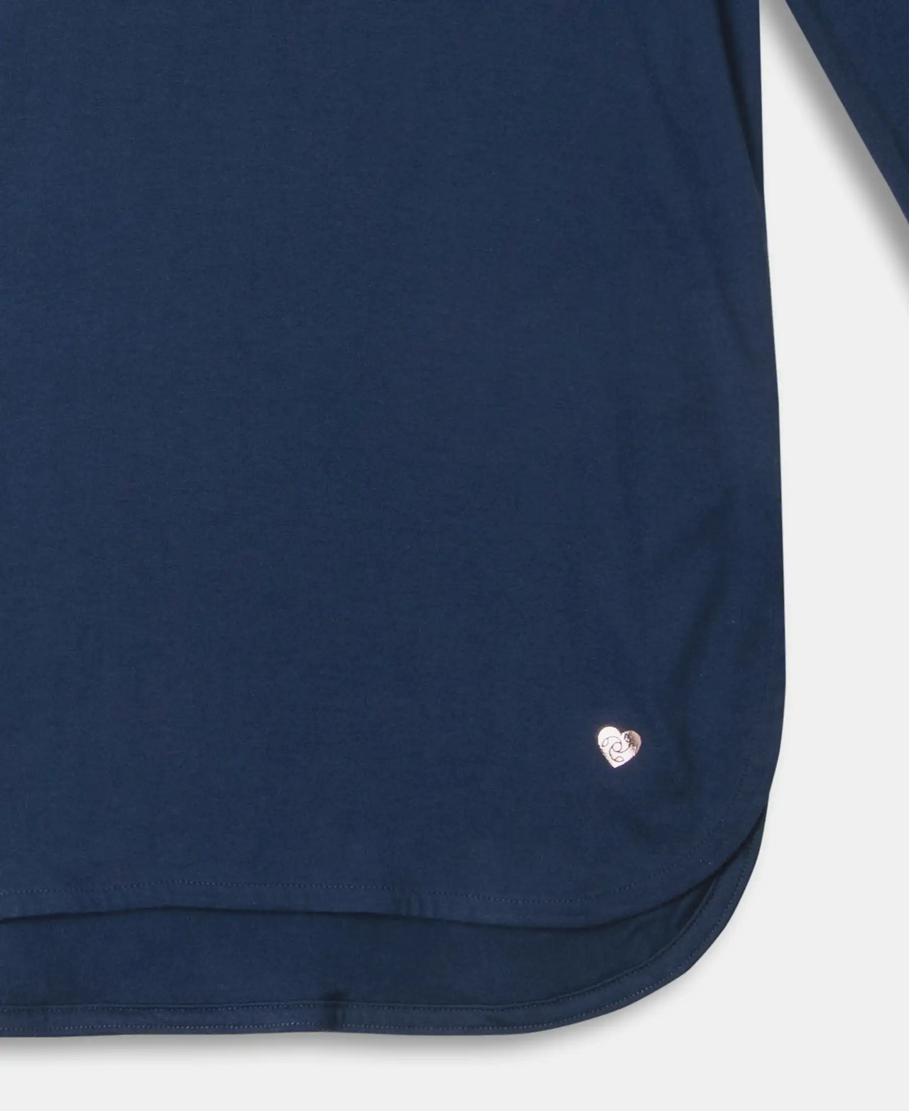 Micro Modal Cotton Relaxed Fit Solid Round Neck Full Sleeve T-Shirt with Curved Hem Styling - Pageant Blue - Image 4