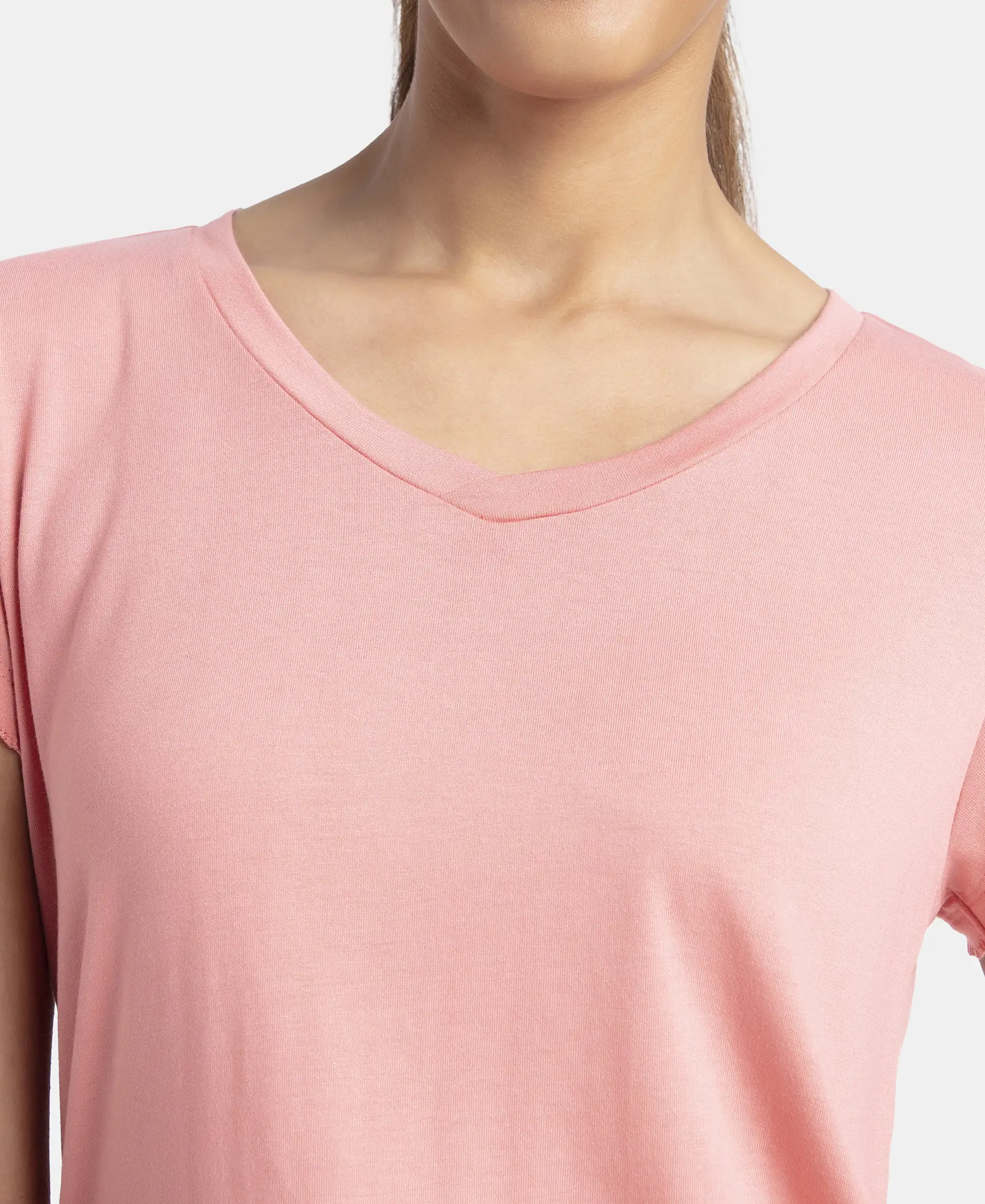 Micro Modal Cotton Short Sleeve T-Shirt & Pyjama Sleep Set - Peach Blossom - Image 6