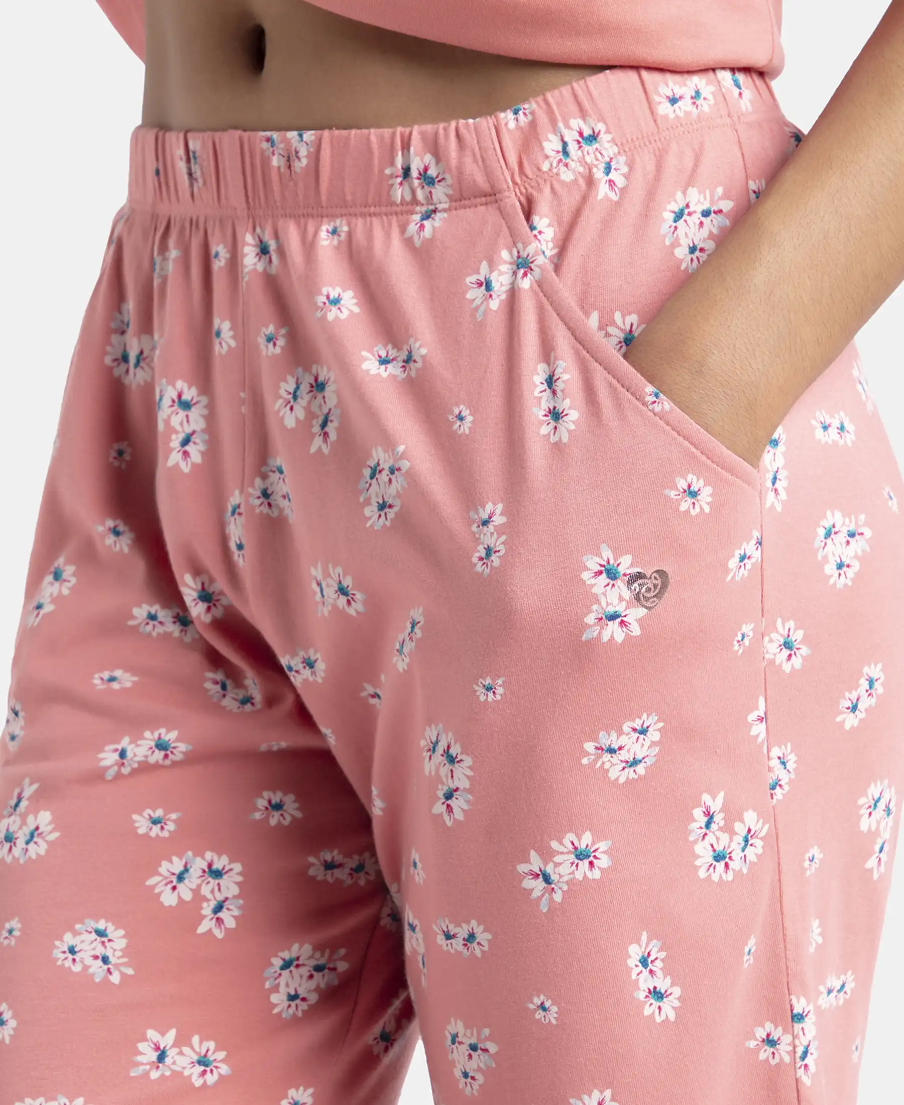 Micro Modal Cotton Short Sleeve T-Shirt and Printed Shorts Set - Peach Blossom - Image 7