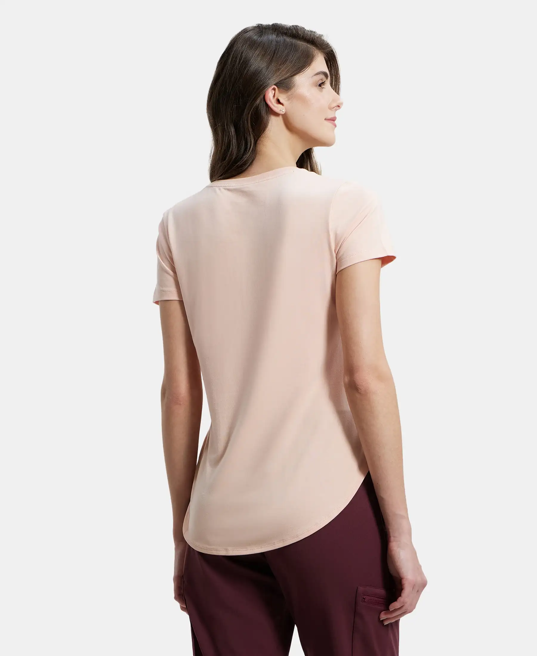 Micro Modal Fiber Elastane Stretch Relaxed Fit Graphic Print Round Neck Half Sleeve T-Shirt With Curved Hem Styling - Rosecloud - Image 3