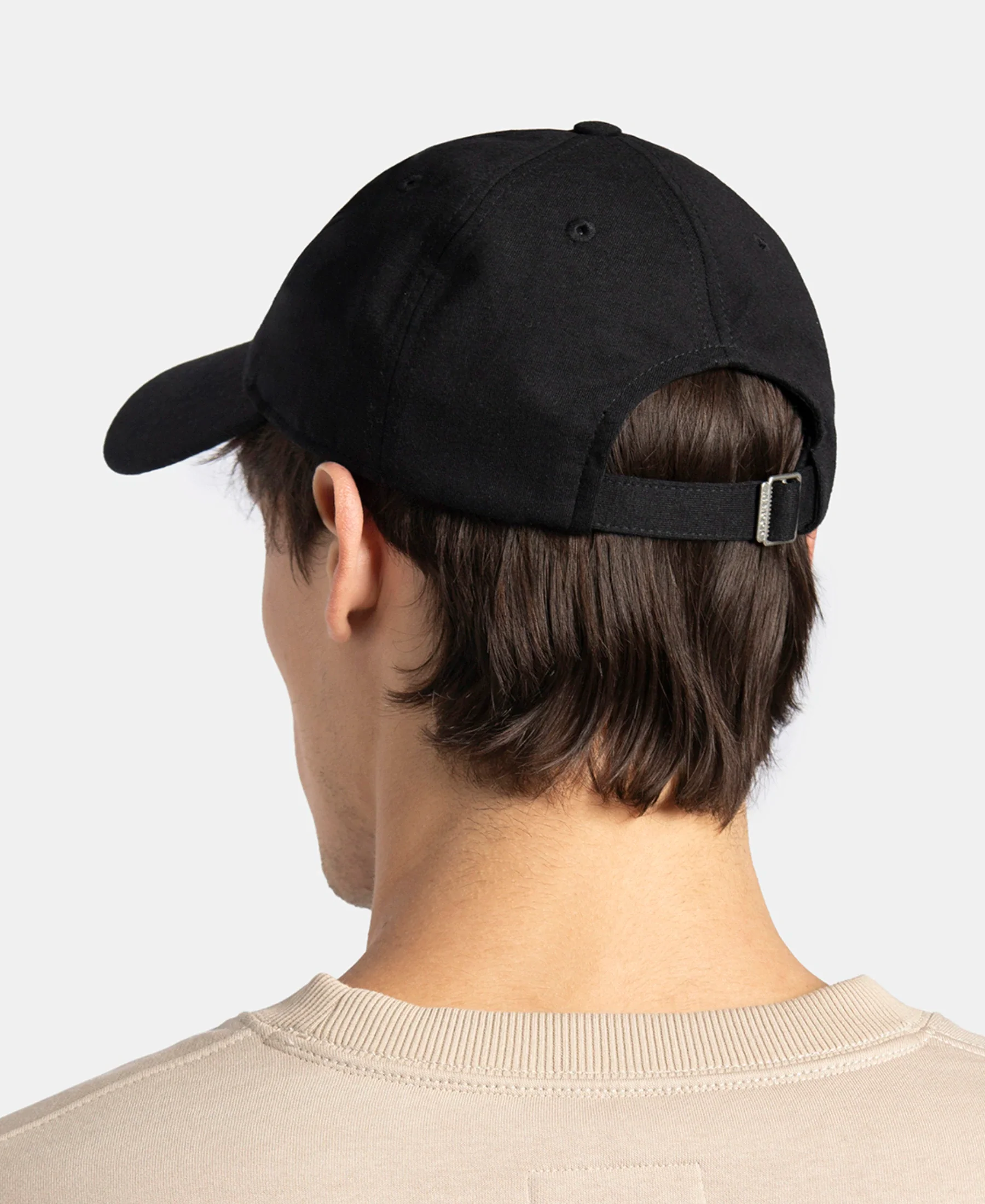 Microfiber Blend Solid Cap with Adjustable Back Closure - Black - Image 6