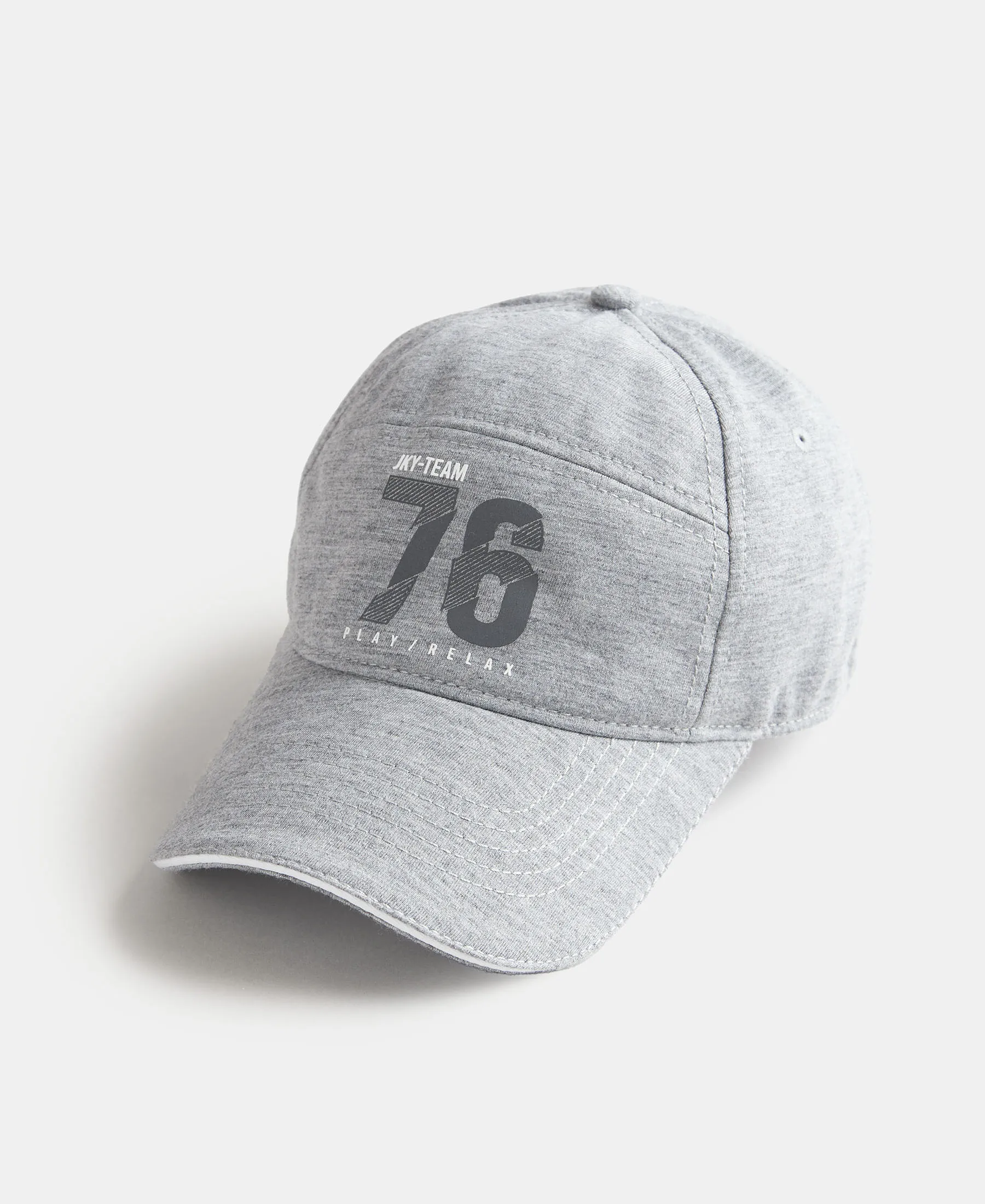 Microfiber Blend Solid Cap with Adjustable Back Closure - Mid Grey Melange - Image 2