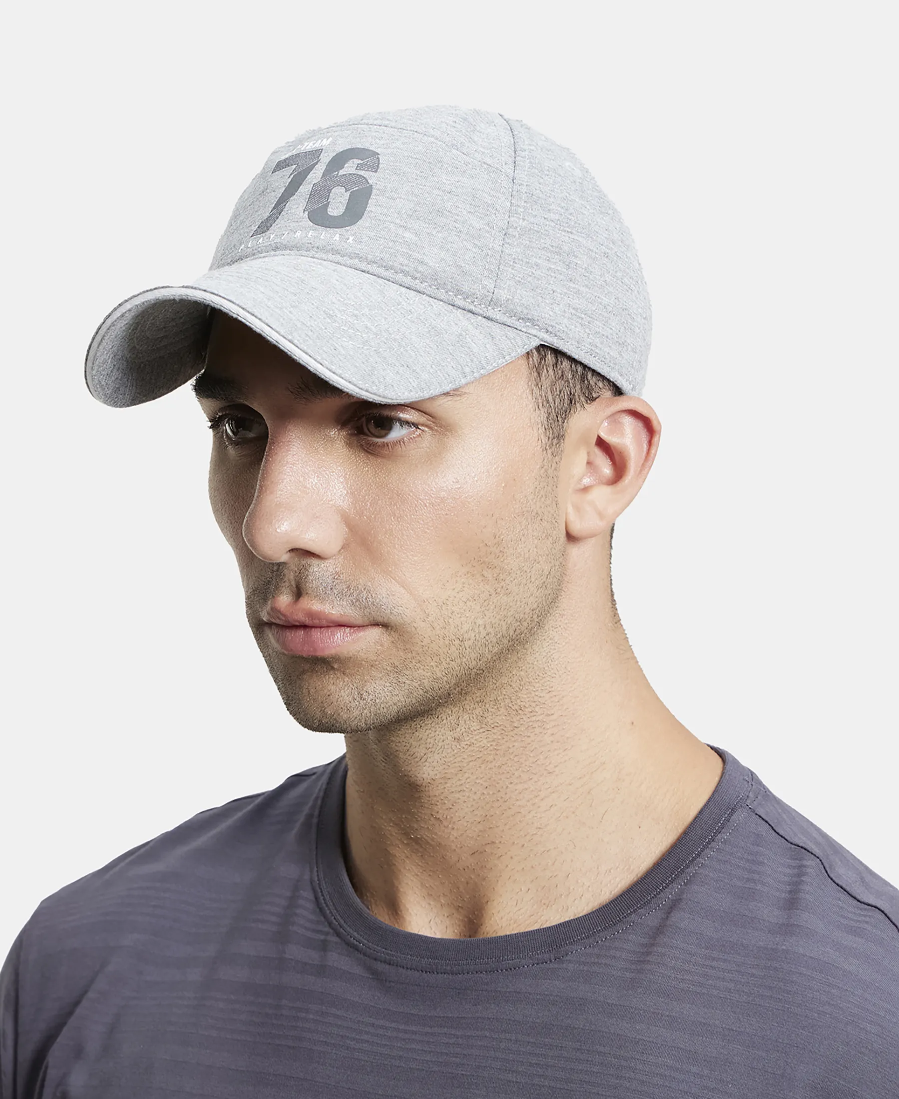 Microfiber Blend Solid Cap with Adjustable Back Closure - Mid Grey Melange - Image 4