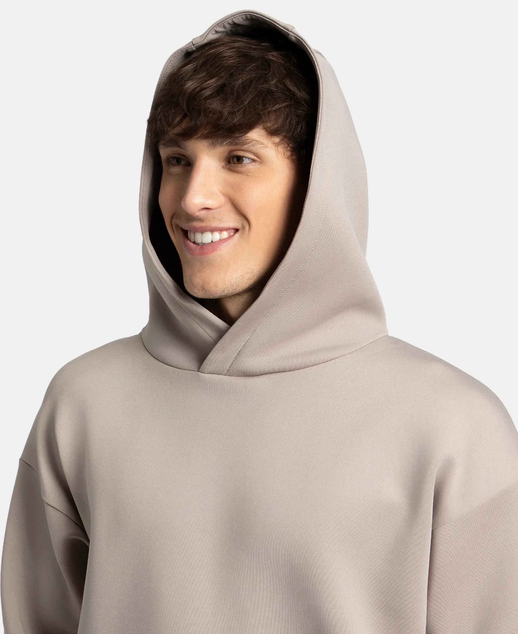 Microfiber Cotton Blend Elastane Stretch Hoodie Sweatshirt - Moon Rock - Image 7