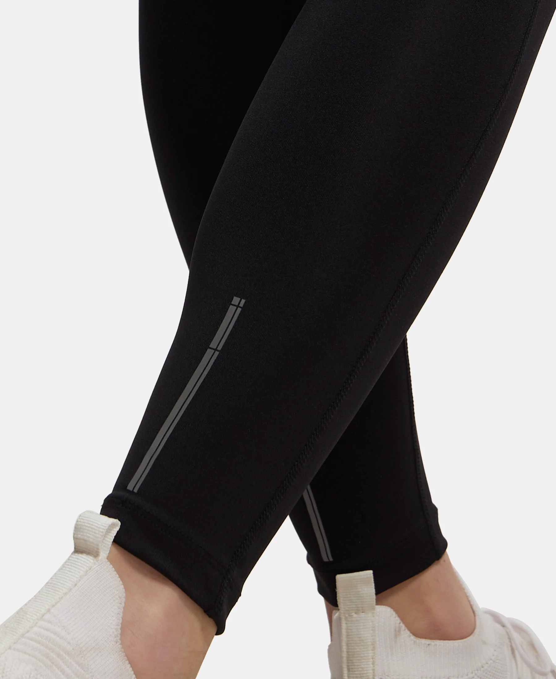 Microfiber Elastane Stretch Performance 7/8th Leggings with Broadwaistband & Back Pocket - Black - Image 8
