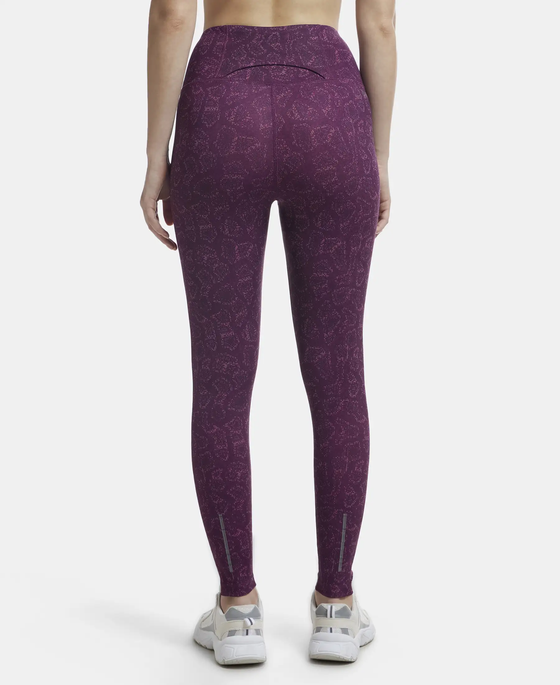 Microfiber Elastane Stretch Performance 7/8th Leggings with Broadwaistband & Back Pocket - Grapewine Print - Image 3