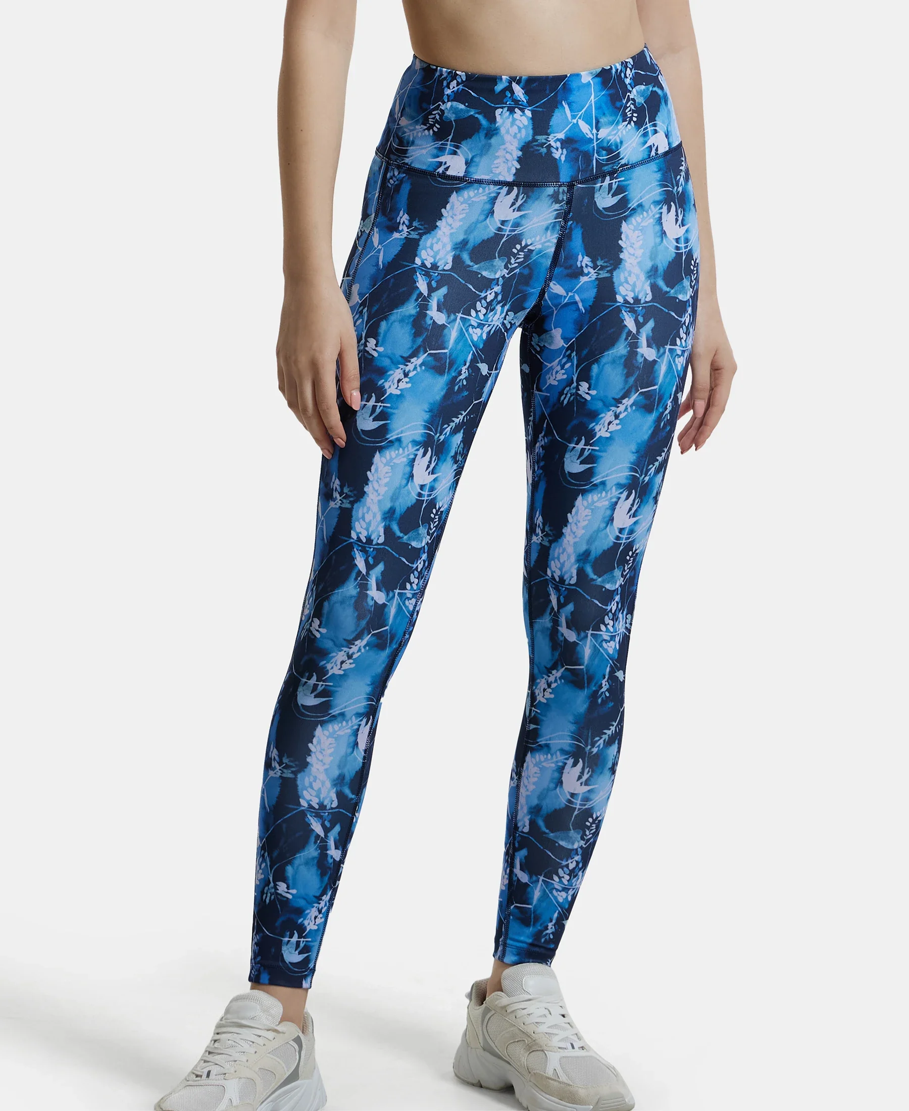 Microfiber Elastane Stretch Performance 7/8th Leggings with Broadwaistband & Back Pocket - Sky Captain Printed - Image 5