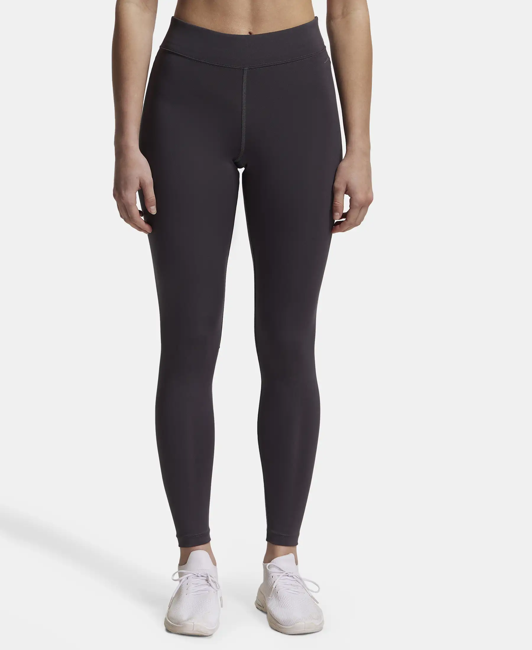Microfiber Elastane Stretch Performance Leggings with Elasticated Waistband - Forged Iron