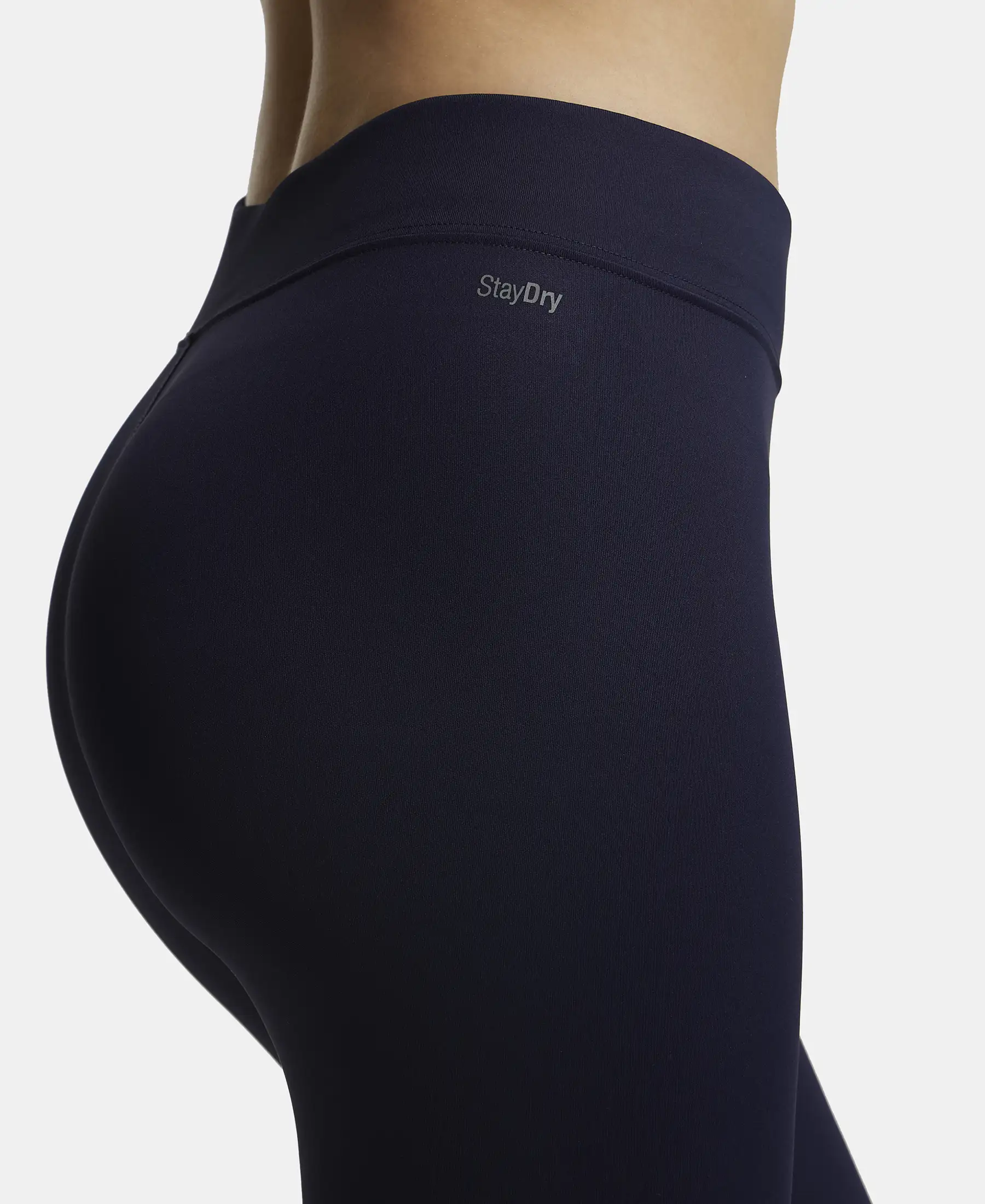 Microfiber Elastane Stretch Performance Leggings with Elasticated Waistband - Peacoat - Image 7