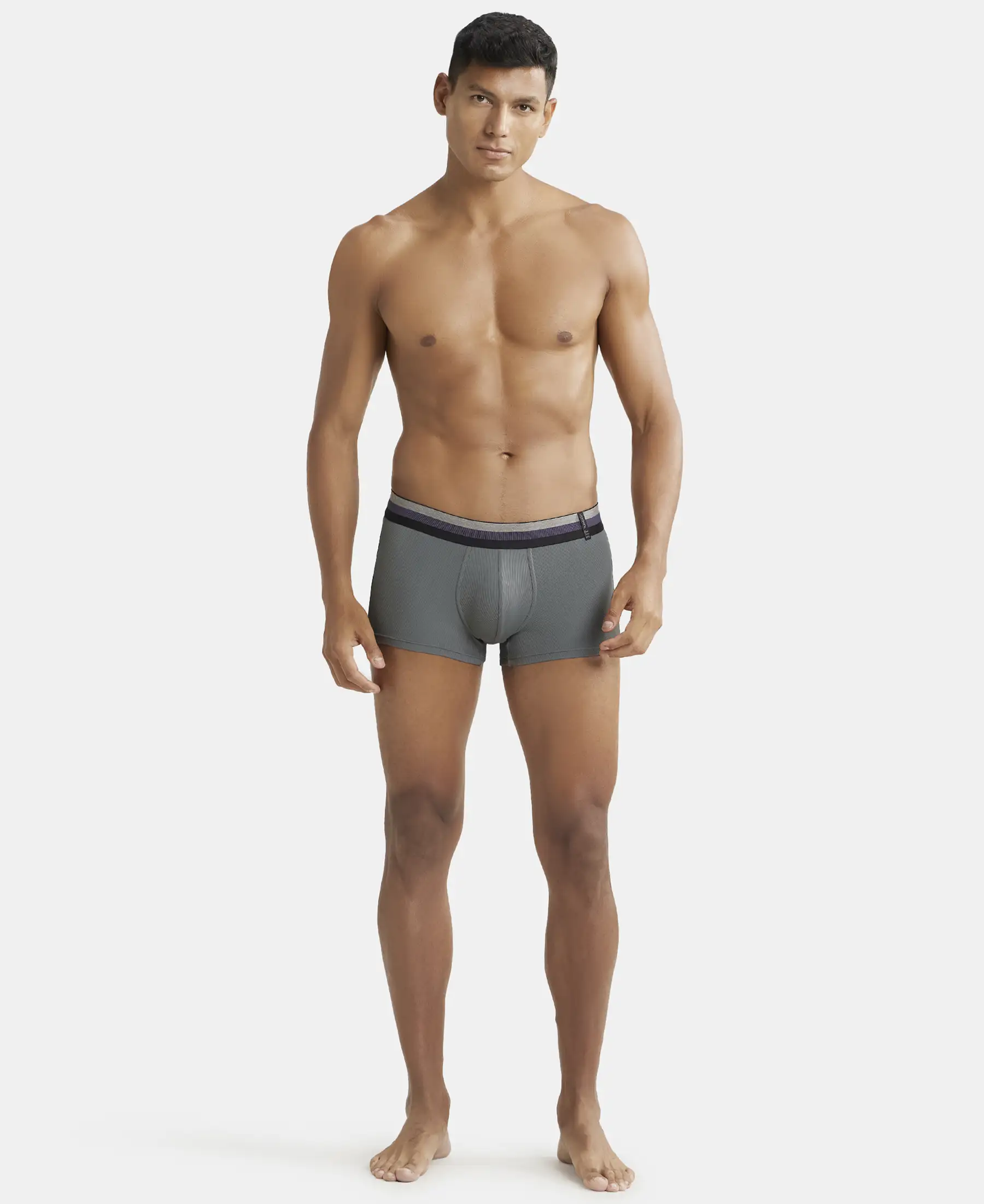 Microfiber Elastane Stretch Rib Solid Trunk with StayDry Treatment - Gunmetal - Image 4