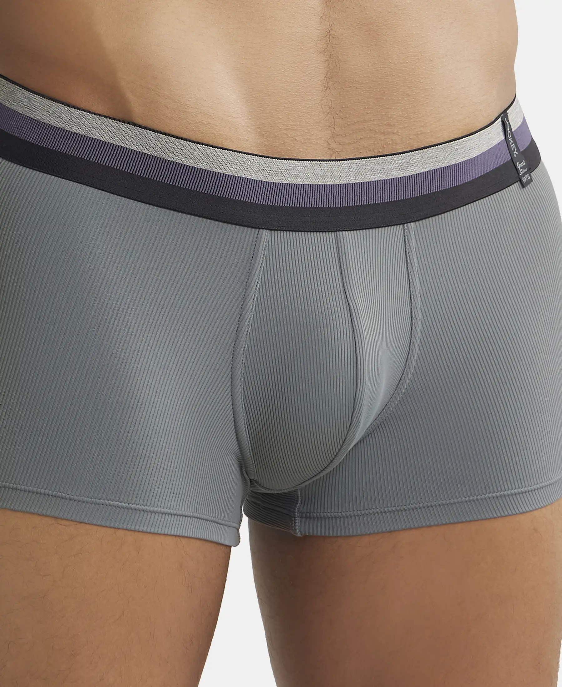 Microfiber Elastane Stretch Rib Solid Trunk with StayDry Treatment - Gunmetal - Image 6