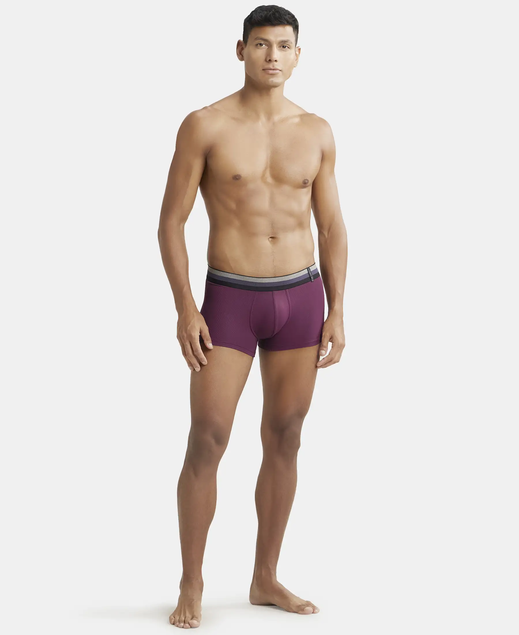 Microfiber Elastane Stretch Rib Solid Trunk with StayDry Treatment - Potent Purple - Image 4