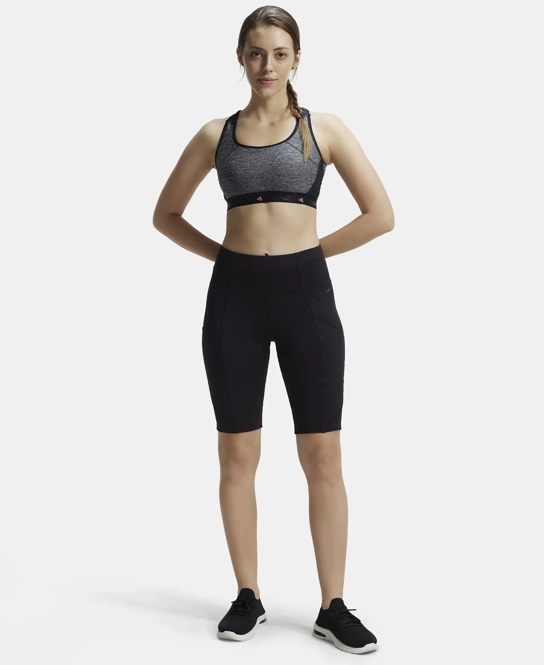 Microfiber Elastane Stretch Slim Fit Shorts with Side Pockets - Black - Image 4