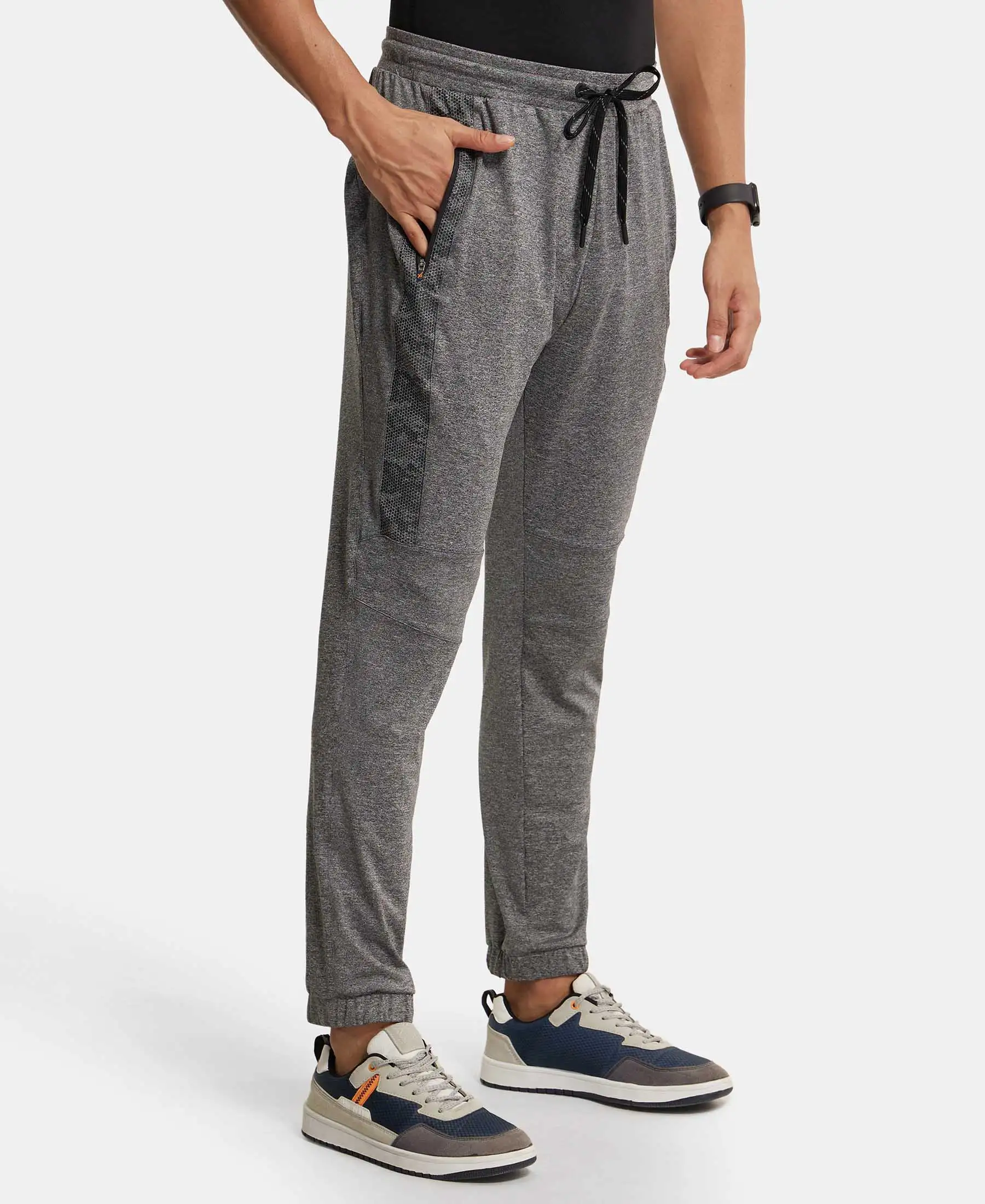 Microfiber Elastane Stretch Jogger with Zipper Pockets and StayDry Treatment - Black Grindle - Image 2