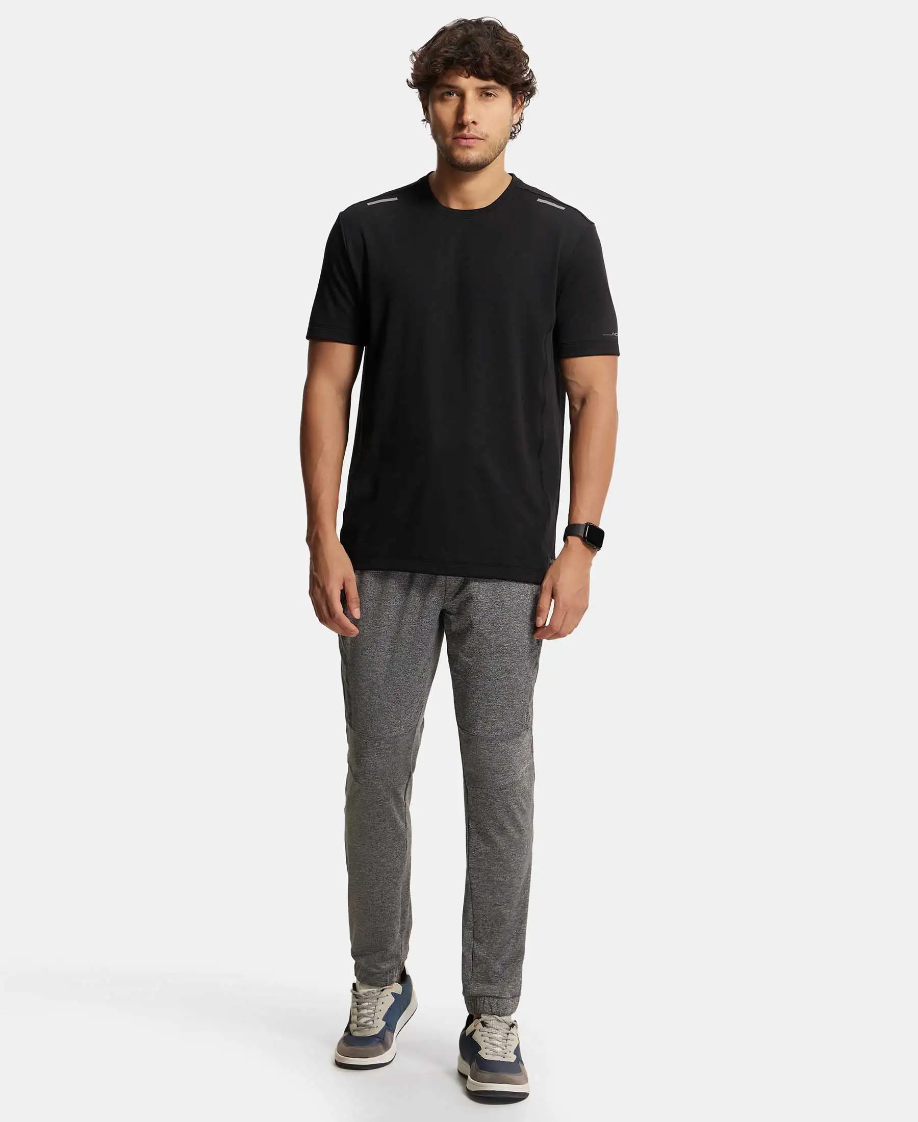 Microfiber Elastane Stretch Jogger with Zipper Pockets and StayDry Treatment - Black Grindle - Image 4