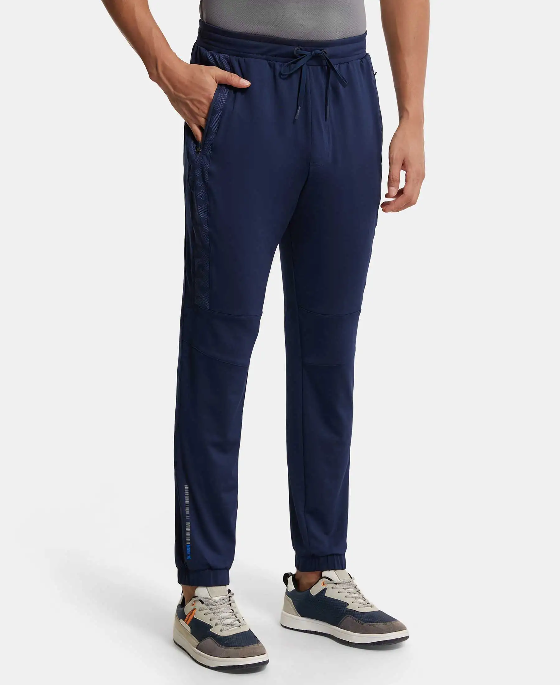 Microfiber Elastane Stretch Jogger with Zipper Pockets and StayDry Treatment - Navy - Image 2