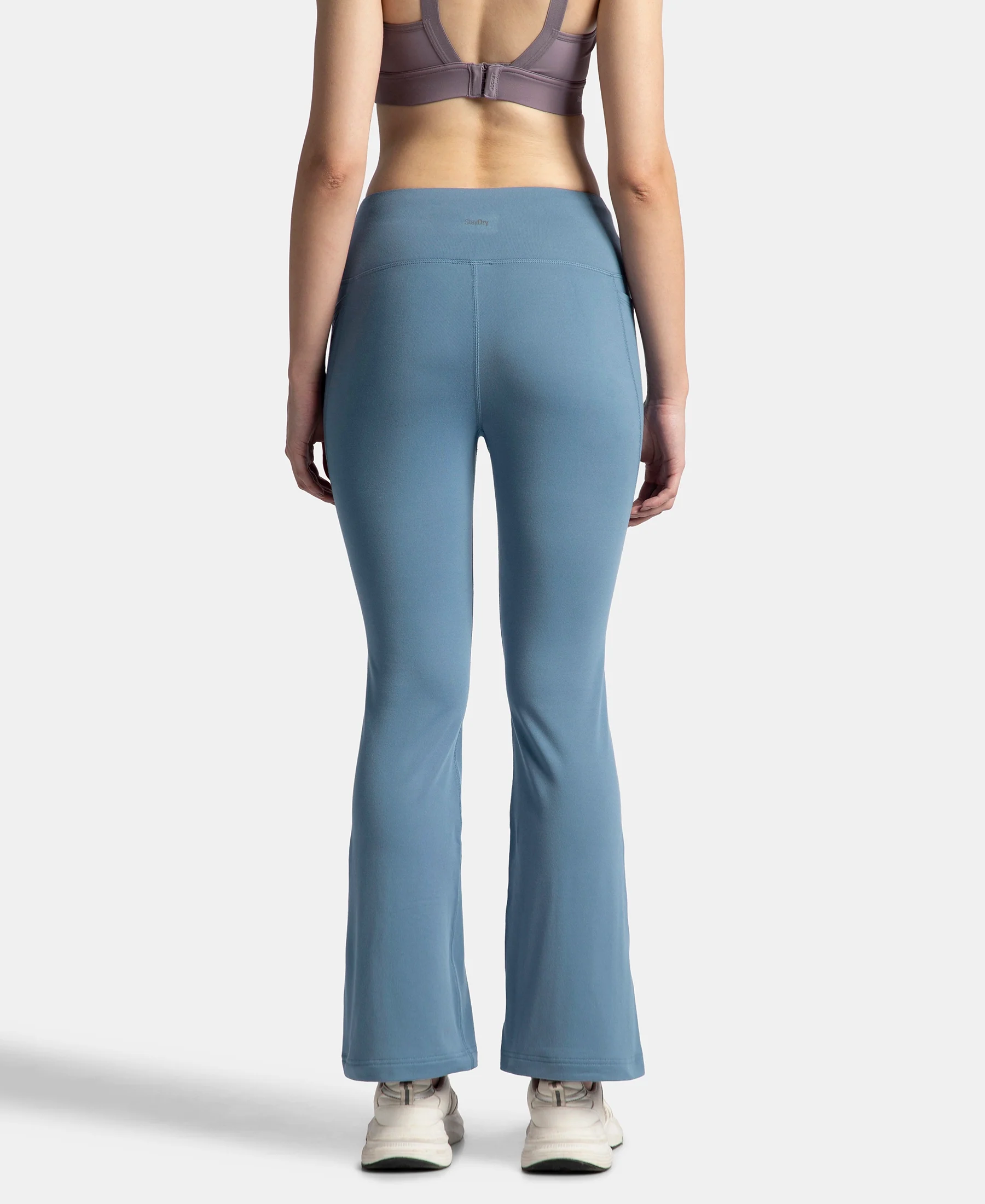 Microfiber Elastane Stretch Regular Fit Flared Pants with StayFresh Treatment - Frost - Image 3
