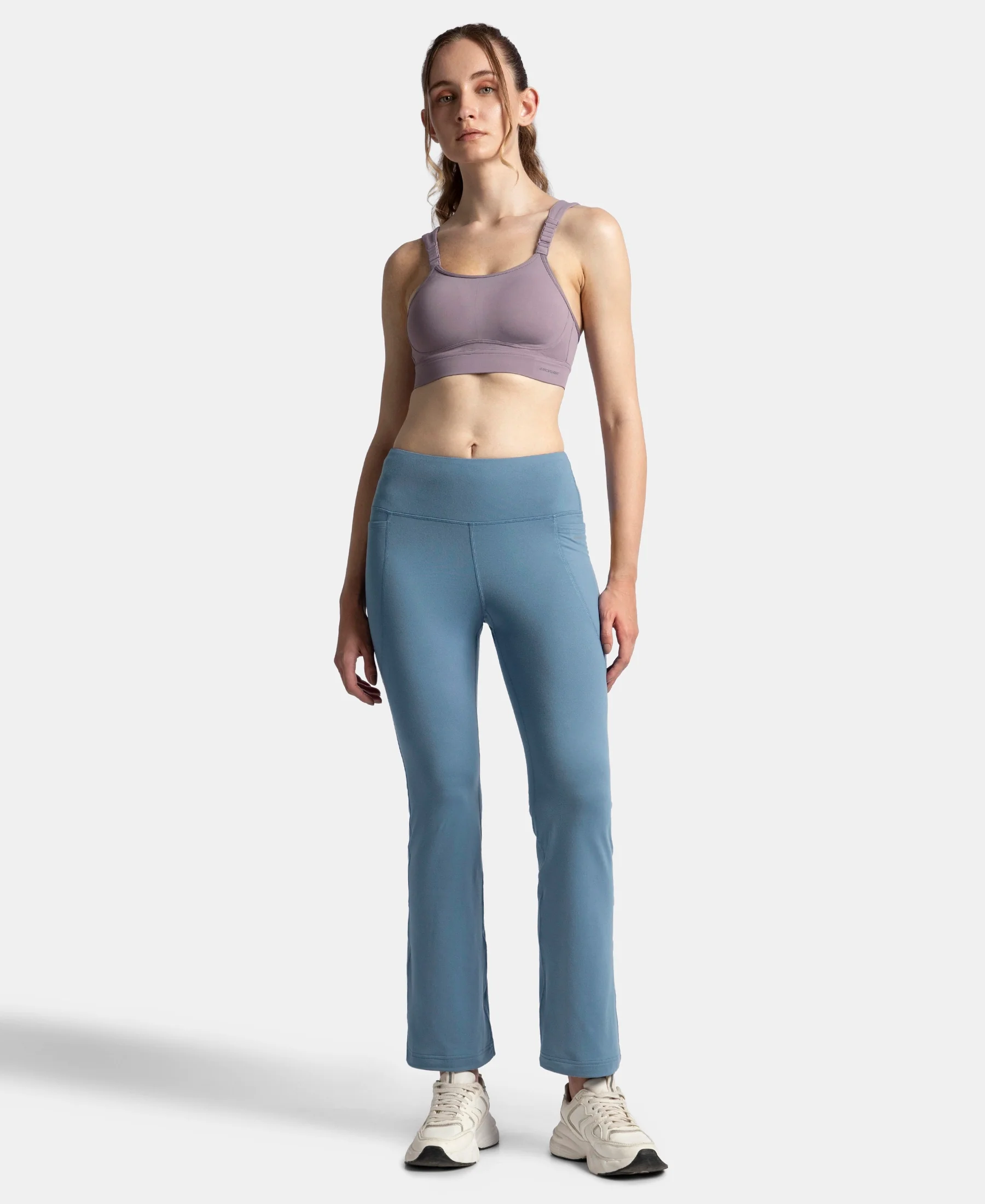 Microfiber Elastane Stretch Regular Fit Flared Pants with StayFresh Treatment - Frost - Image 4